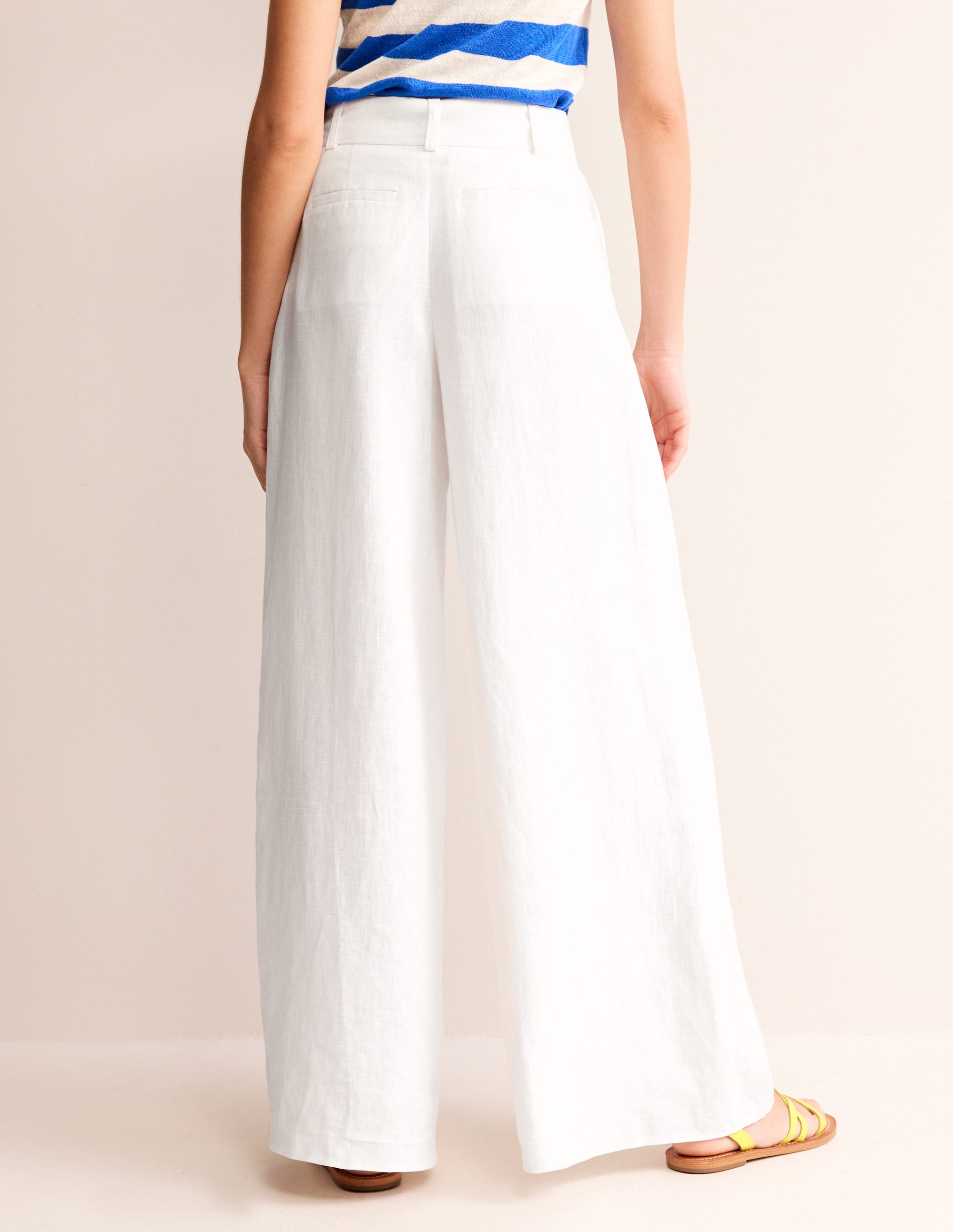 Palazzo Linen Trousers-White - Image 3