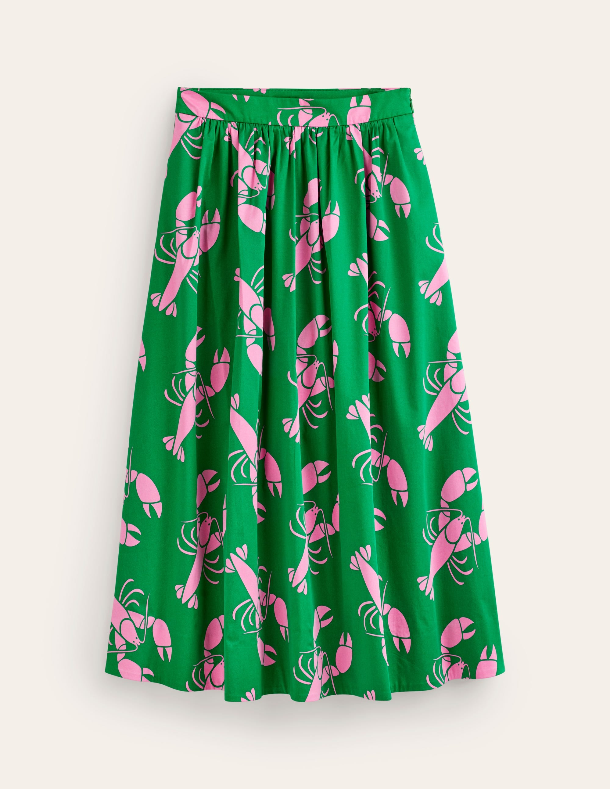 Layla Cotton Sateen Skirt-Green Tambourine, Lobster - Image 5