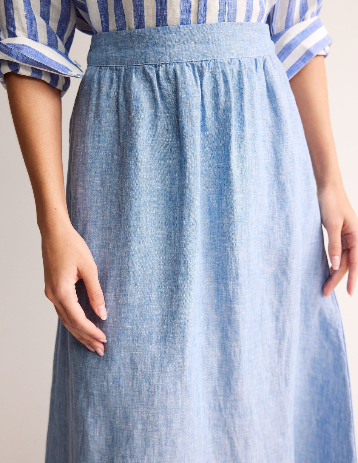 Florence Linen Skirt-Chambray - Image 2