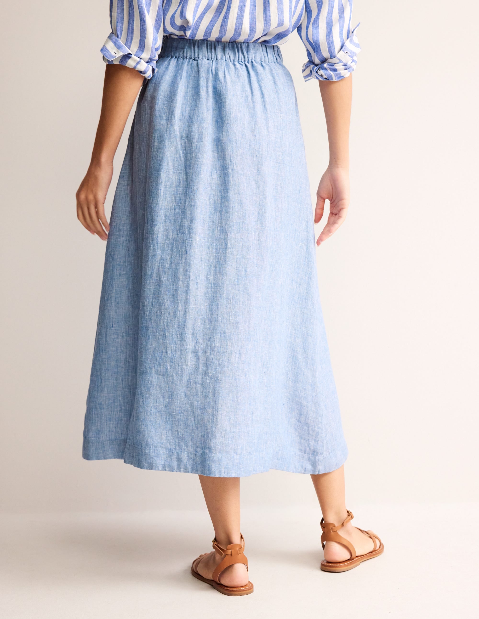 Florence Linen Skirt-Chambray - Image 3