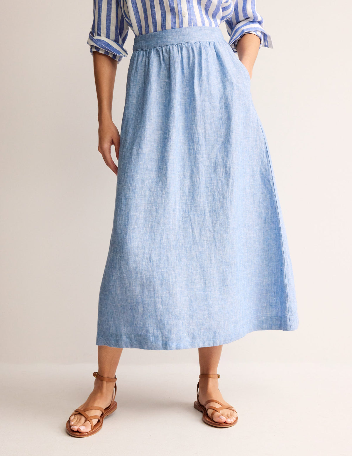 Florence Linen Skirt-Chambray - Image 4