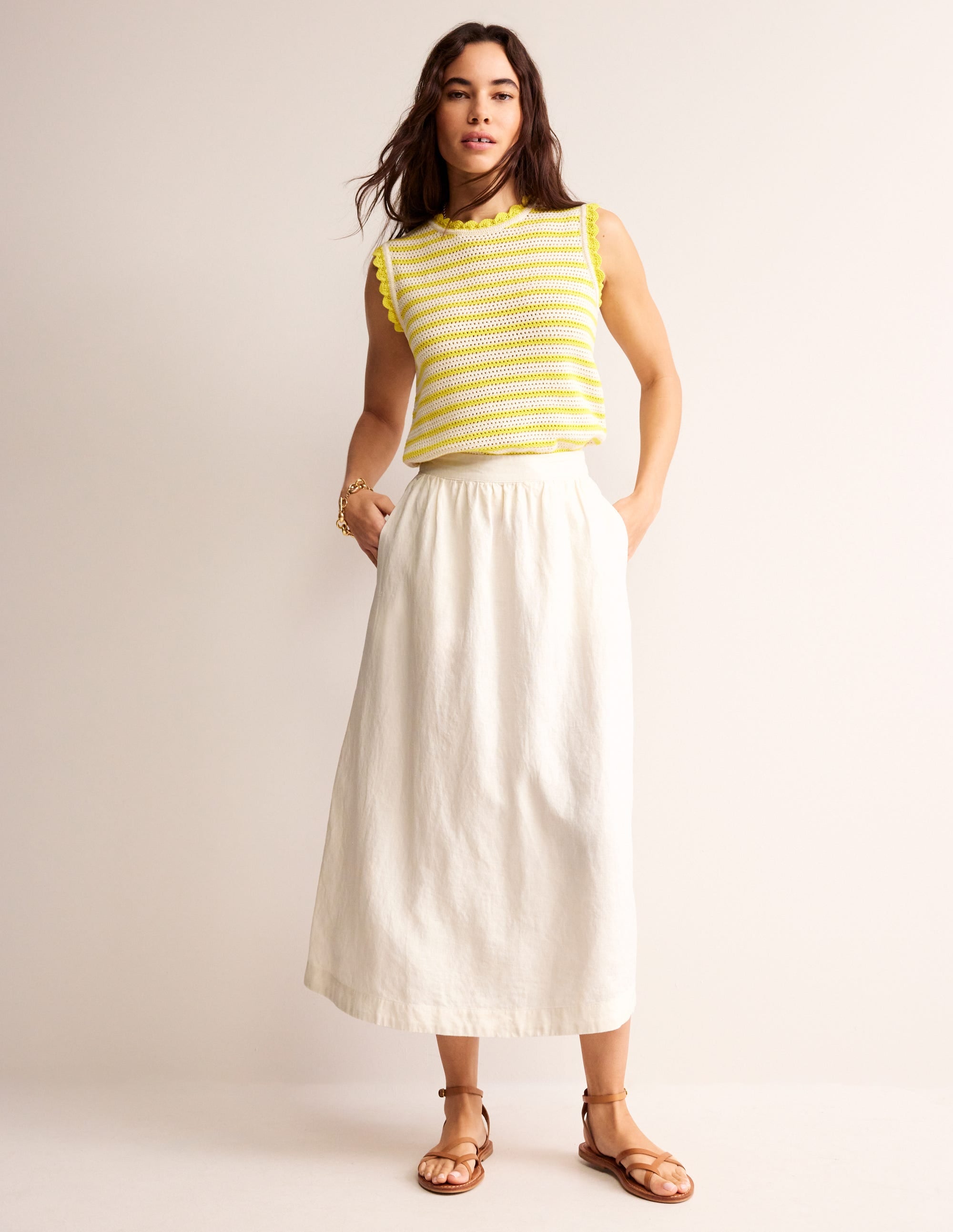 Florence Linen Skirt-Ecru - Image 1