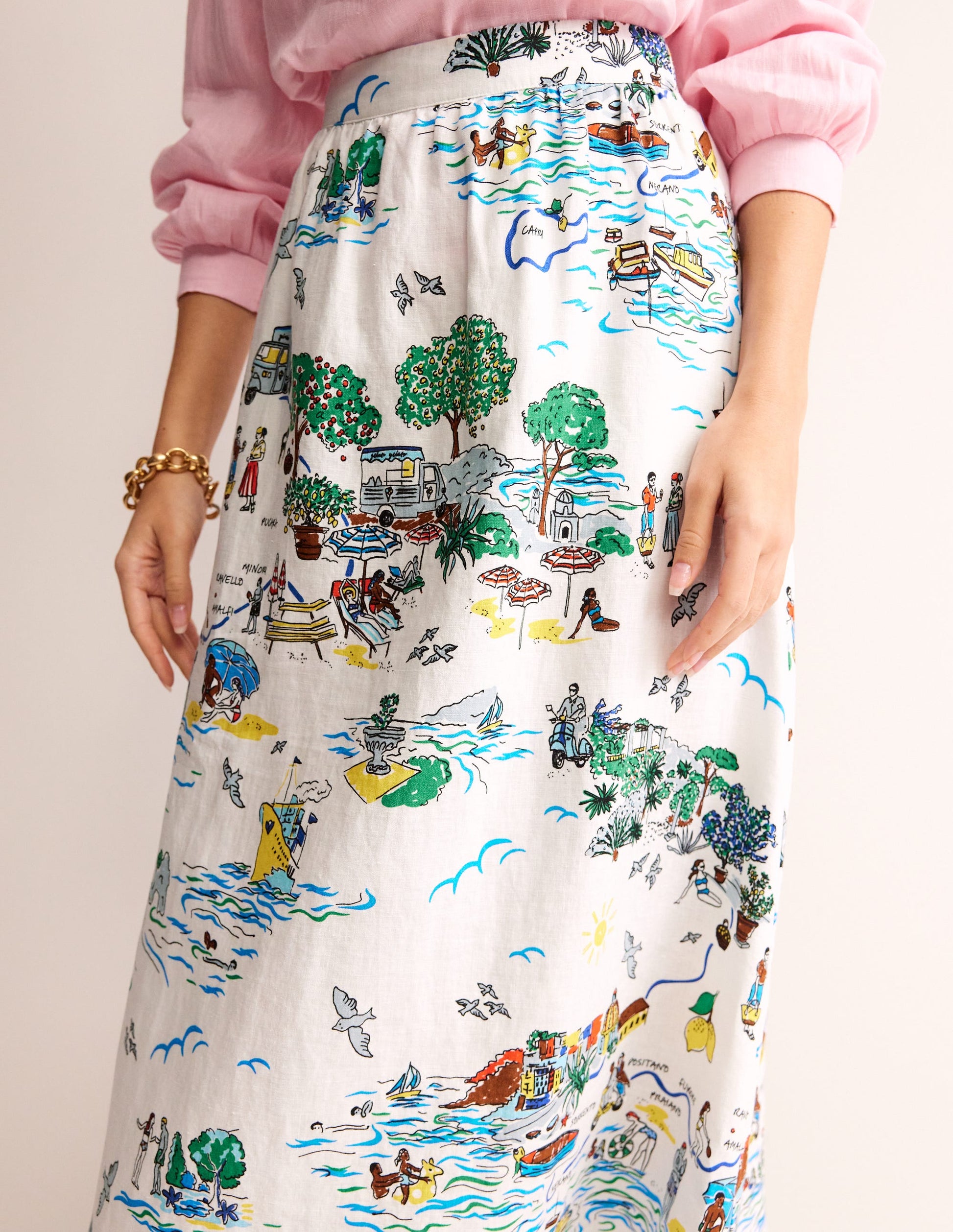 Florence Linen Skirt-Ivory, Amalfi-2