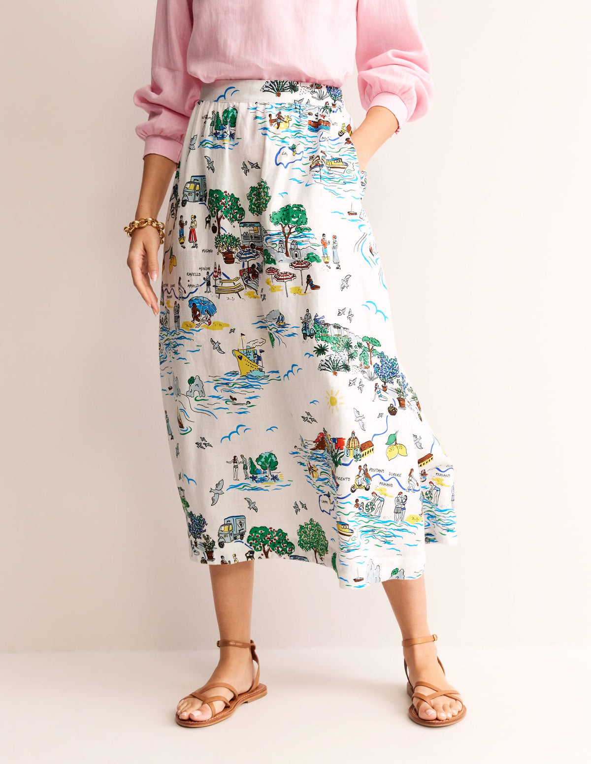 Florence Linen Skirt-Ivory, Amalfi - Image 4
