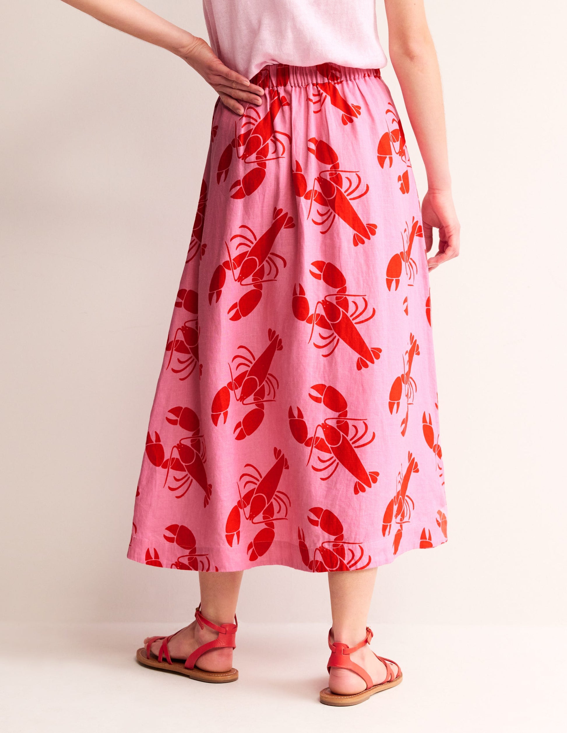 Florence Linen Skirt-Cashmere Rose, Lobster-3