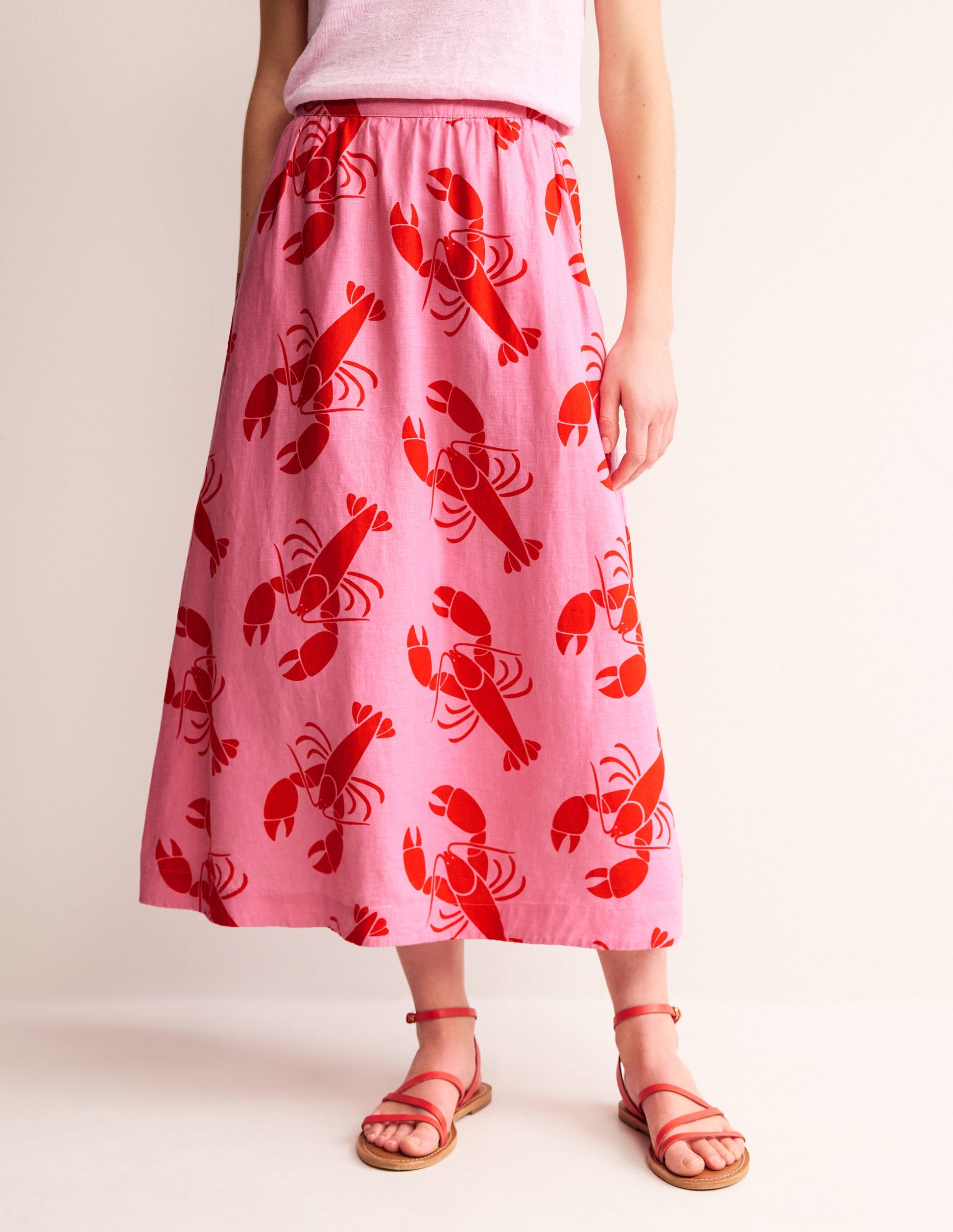Florence Linen Skirt-Cashmere Rose, Lobster-4