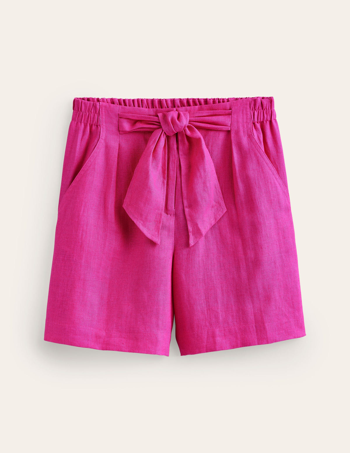 Tie Waist Linen Shorts-Pop Pansy-6