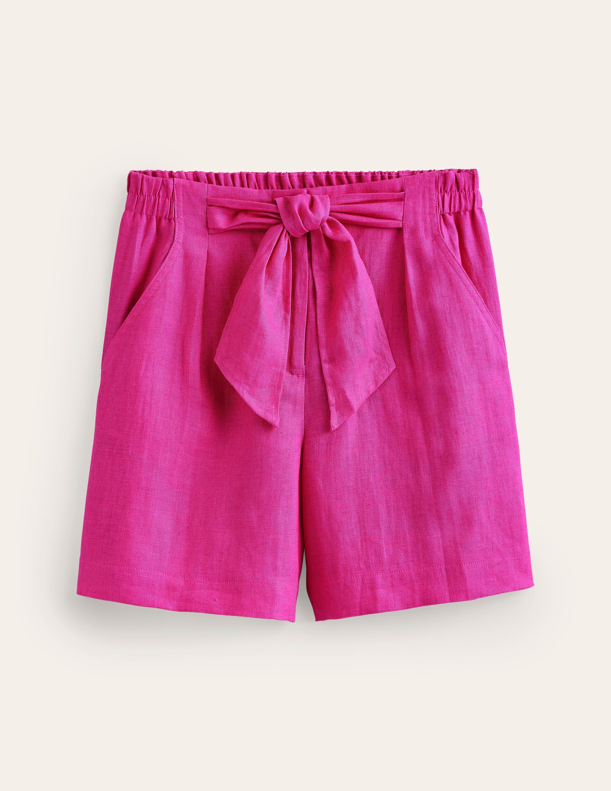 Tie Waist Linen Shorts-Pop Pansy - Image 6