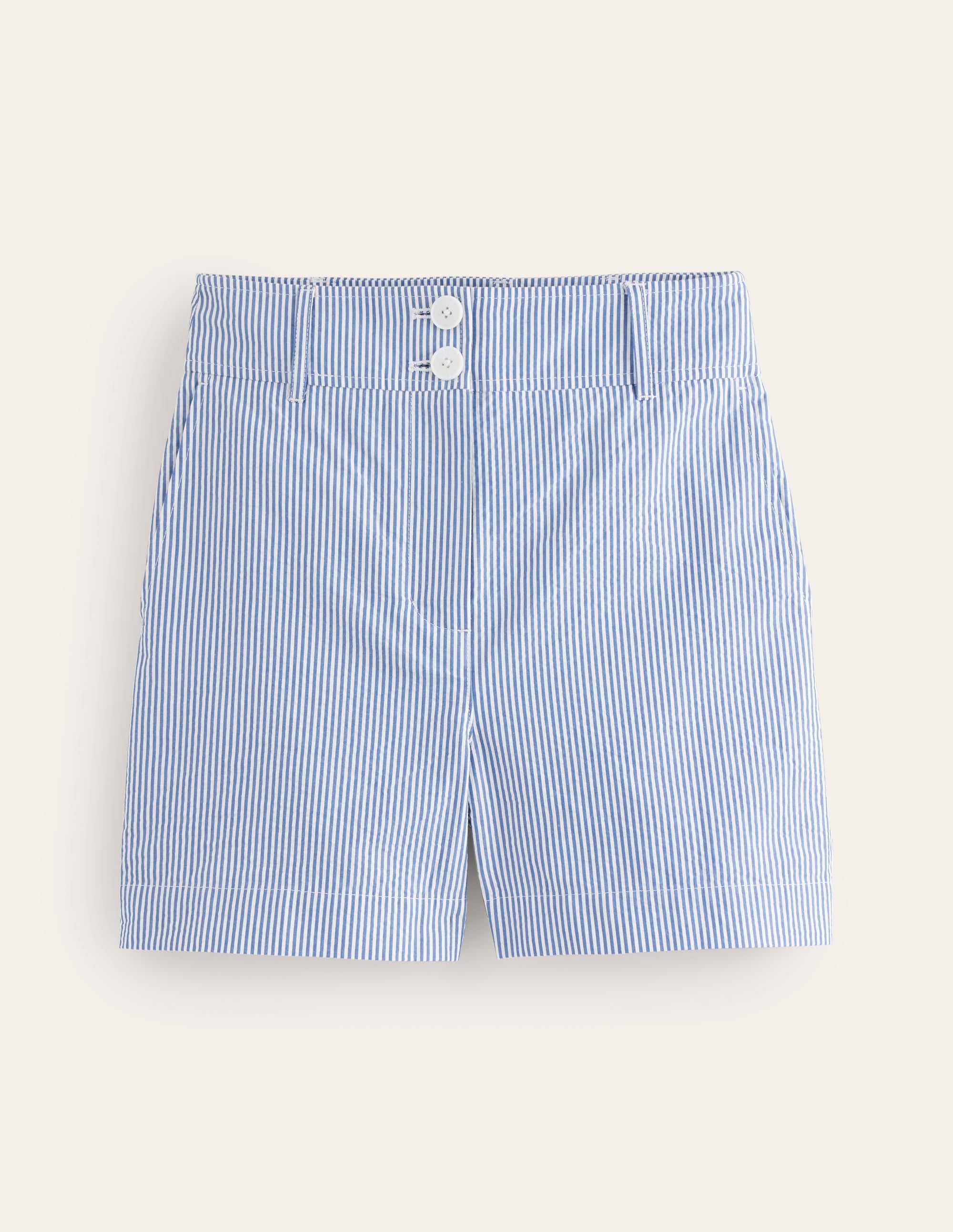 Westbourne Seersucker Shorts-Blue Ivory Stripe - Image 5