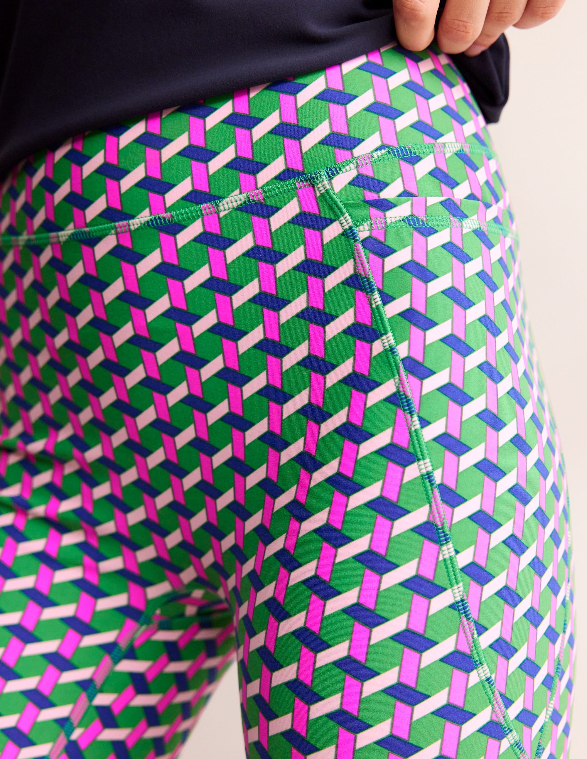 High Waist Pocket Shorts-Multi, Honeycomb Geo - Image 2