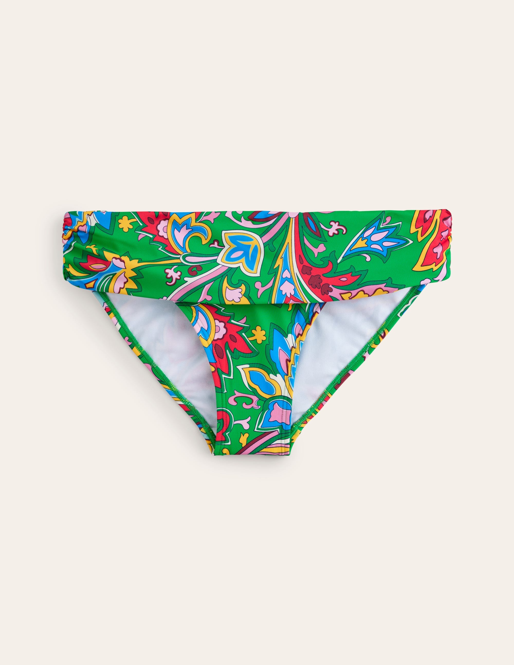Classic Fold Bikini Bottoms-Kelly Green, Paisley Azure - Image 5