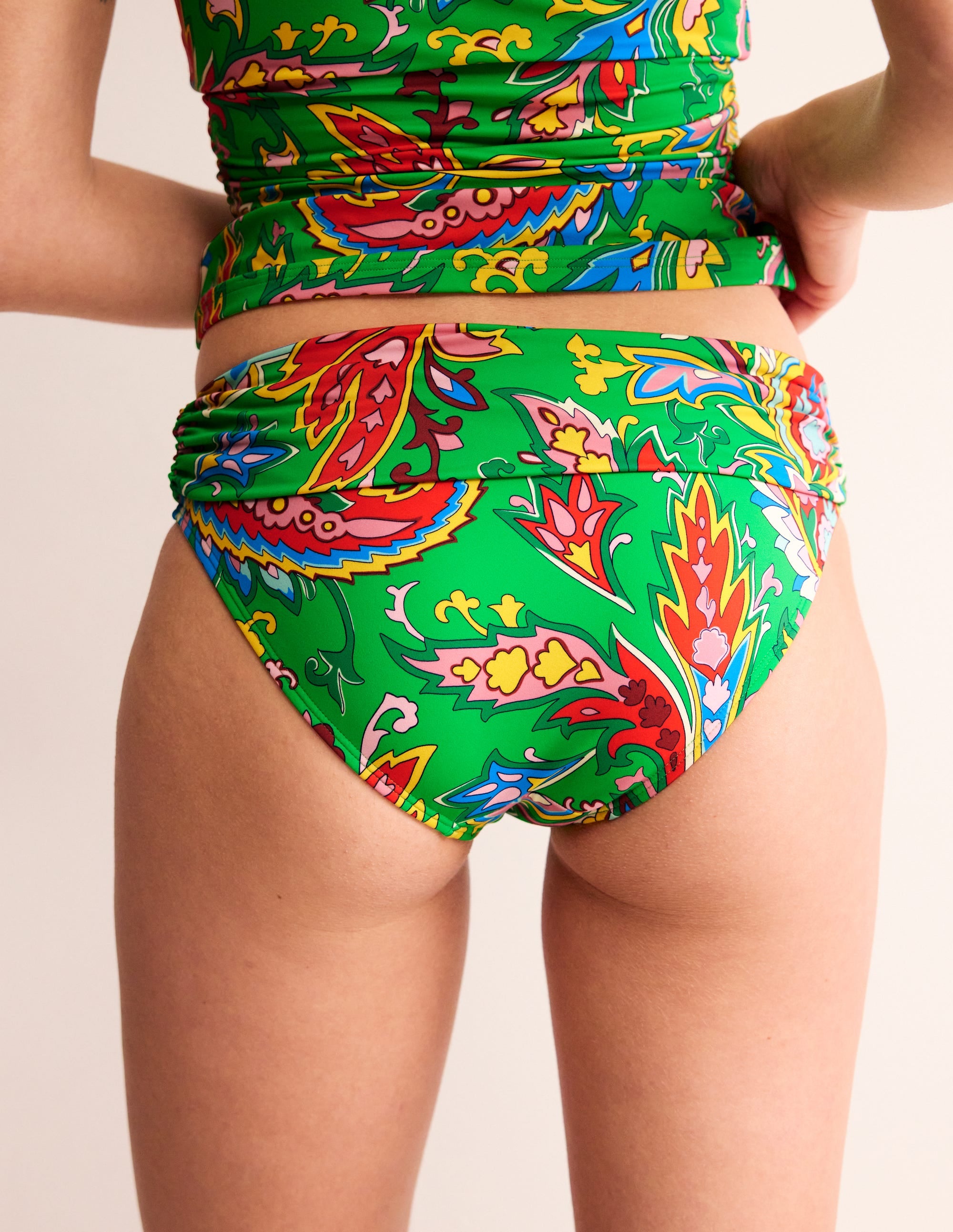 Classic Fold Bikini Bottoms-Kelly Green, Paisley Azure - Image 4