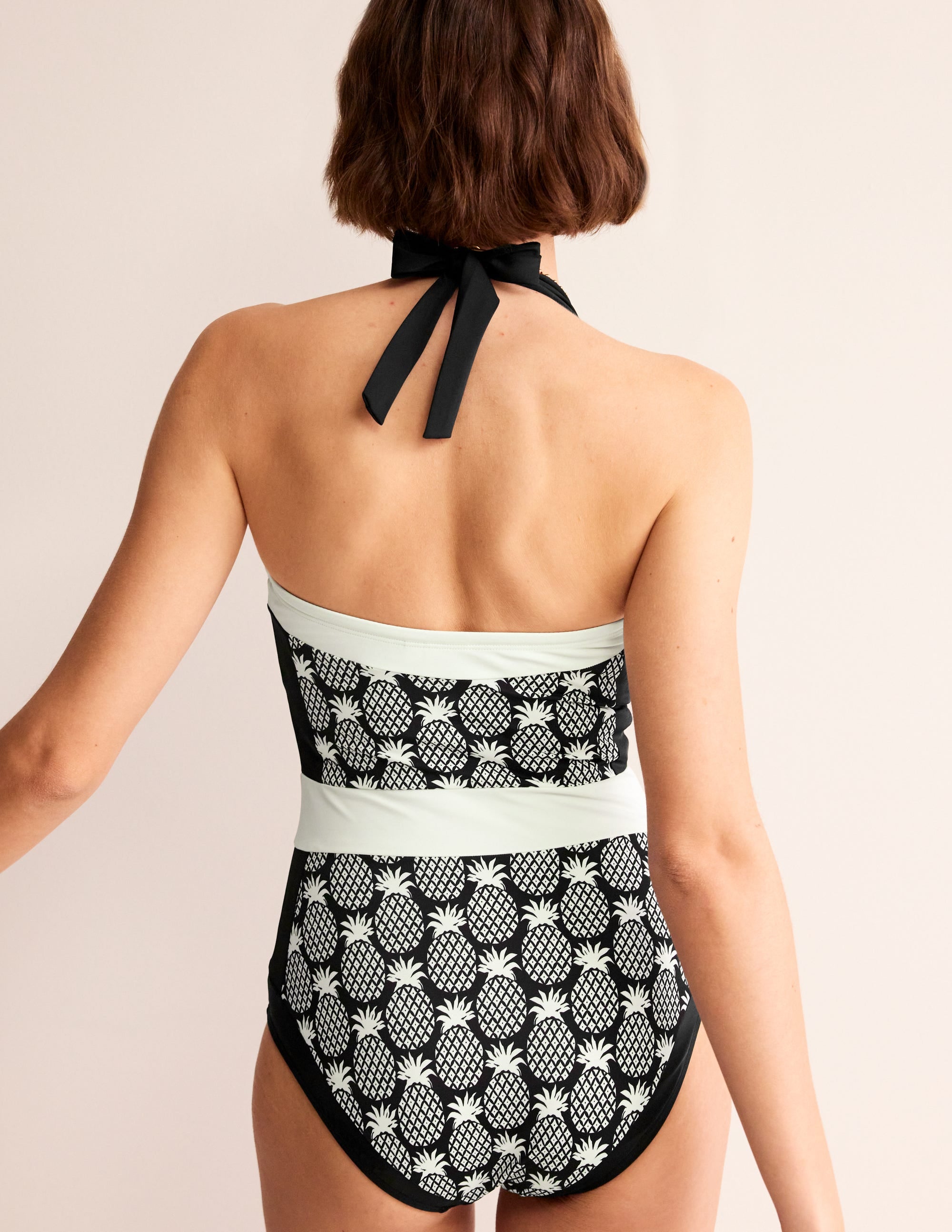 Santorini Halterneck Swimsuit-Black, Pineapple Geo - Image 4