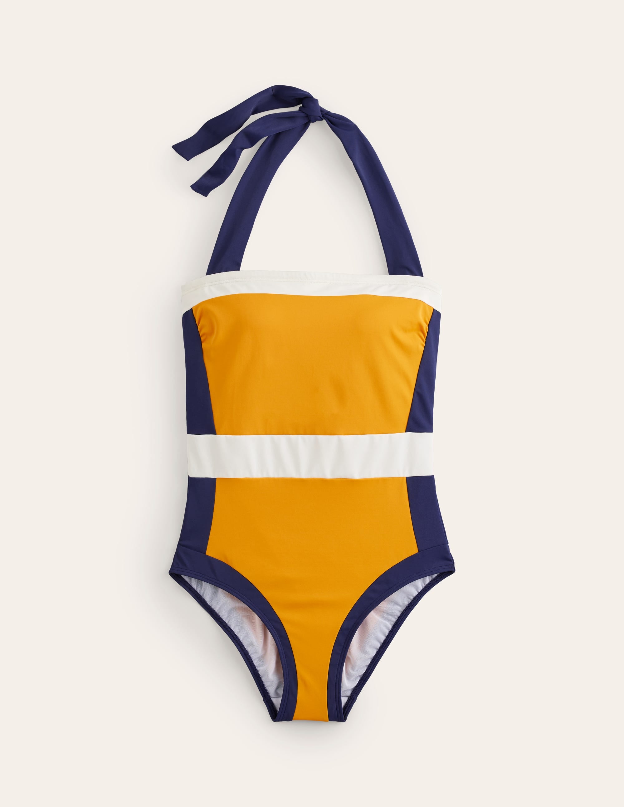 Santorini Halterneck Swimsuit-Saffron Yellow Colourblock - Image 6