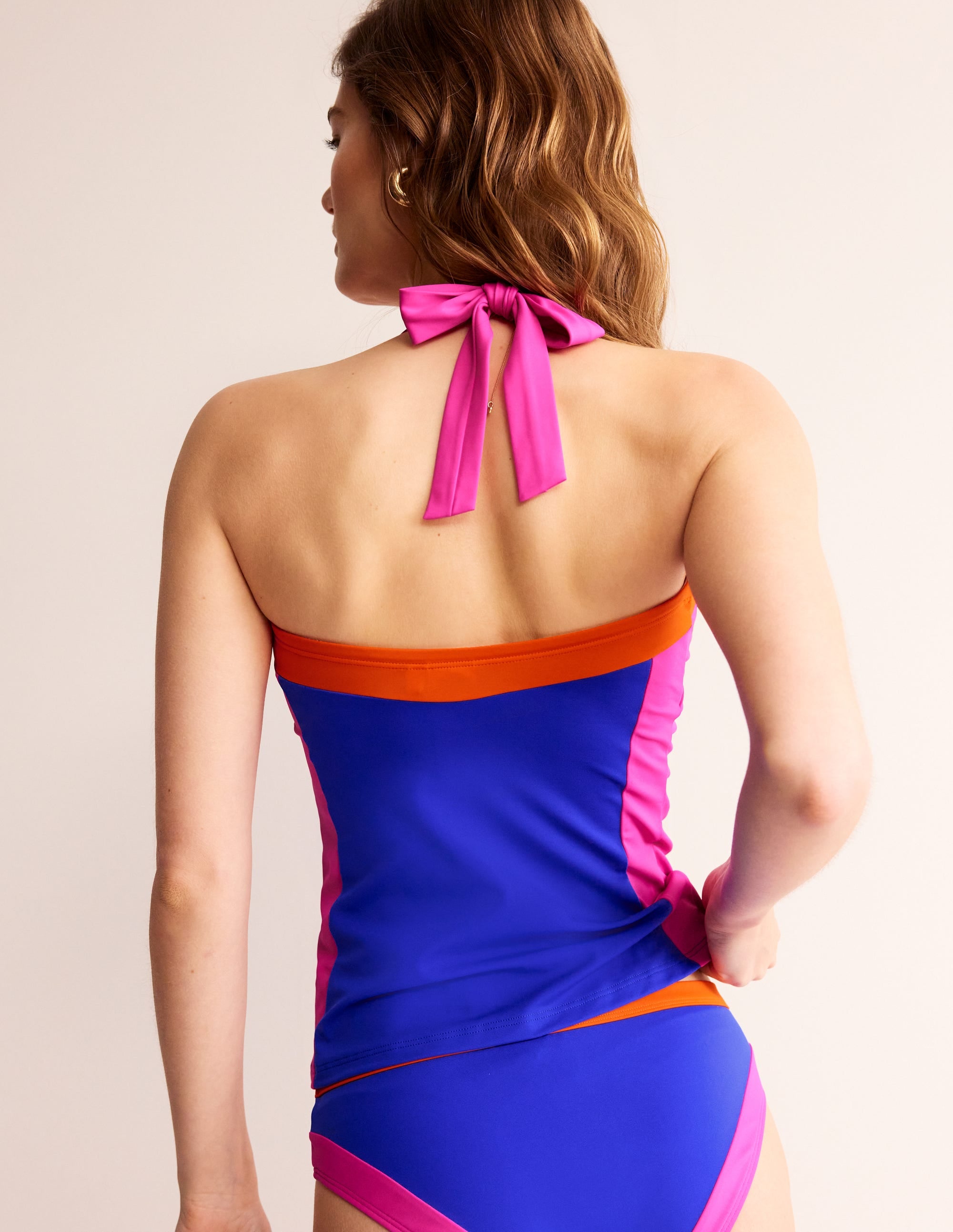 Santorini Tankini Top-Blue/Pink Colourblock - Image 3