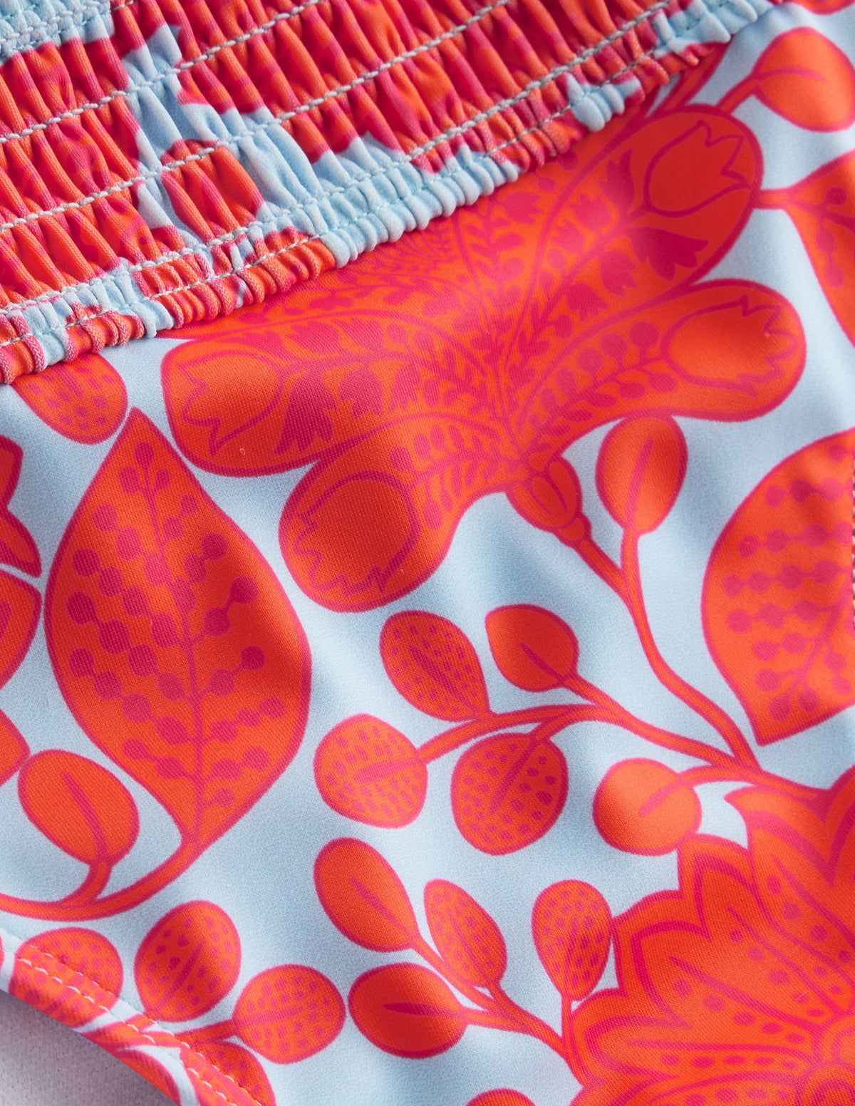 Milos Smocked Bikini Bottoms-Fire Cracker, Gardenia Swirl - Image 7