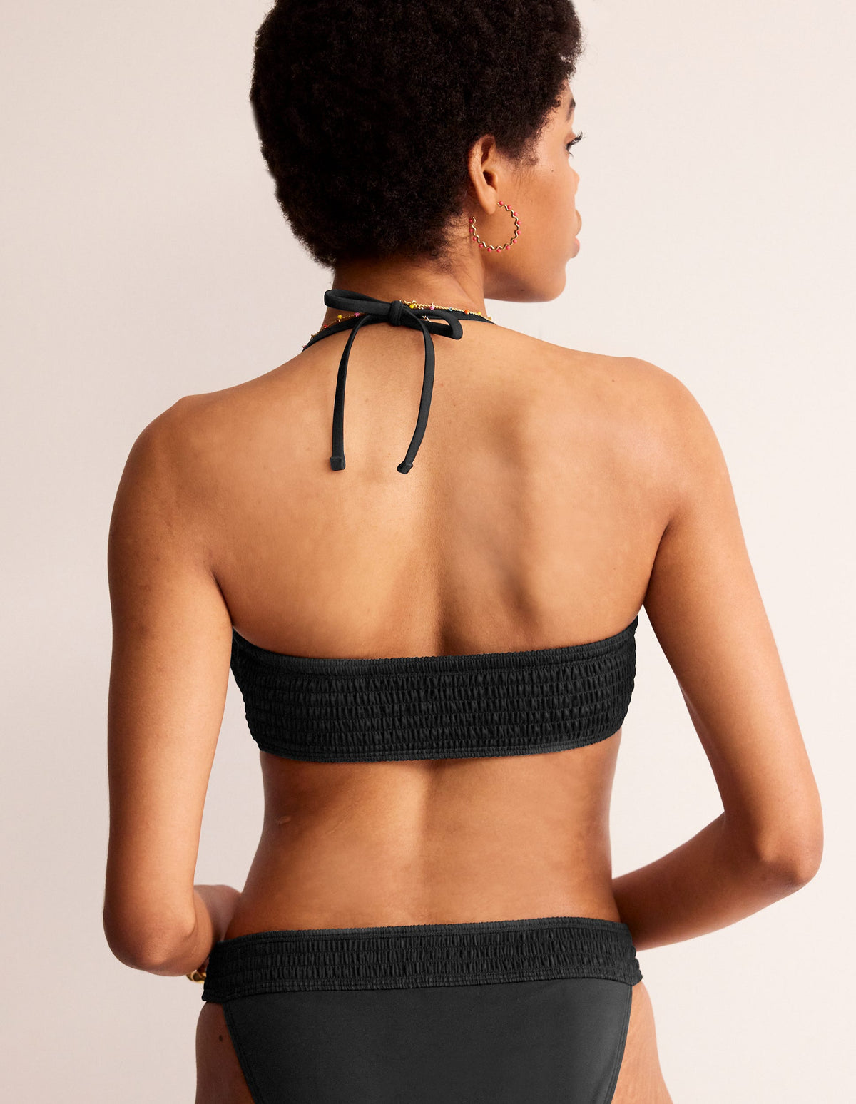 Milos Smocked  Bikini Top-Black - Image 3