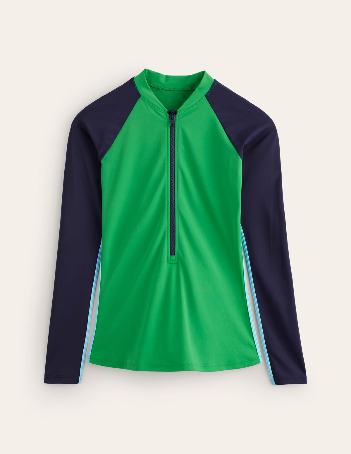 Piped Raglan Rash Vest-Navy/ Green Colourblock-5