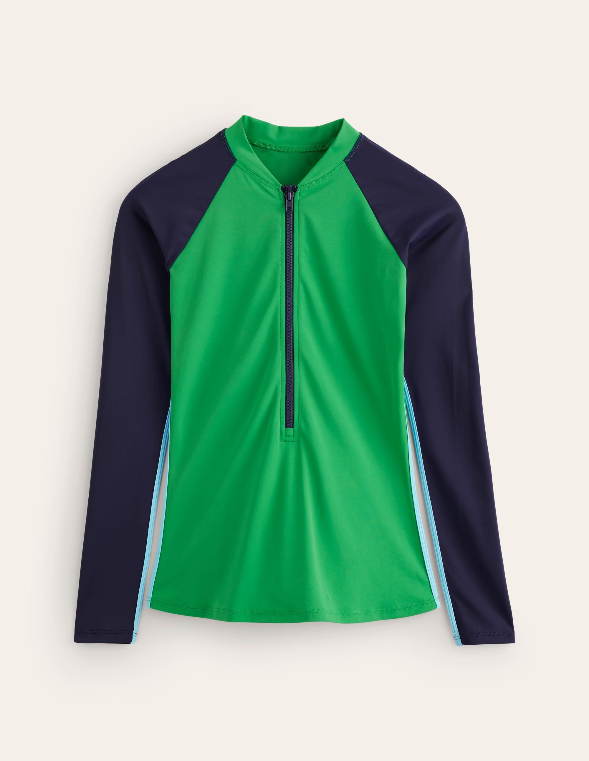 Piped Raglan Rash Vest-Navy/ Green Colourblock - Image 5