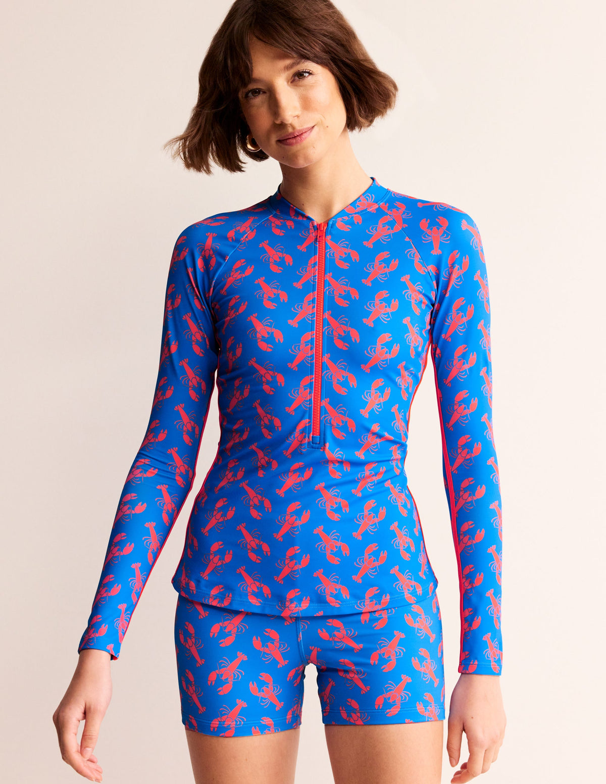 Piped Raglan Rash Vest-Indigo Bunting, Lobster-2