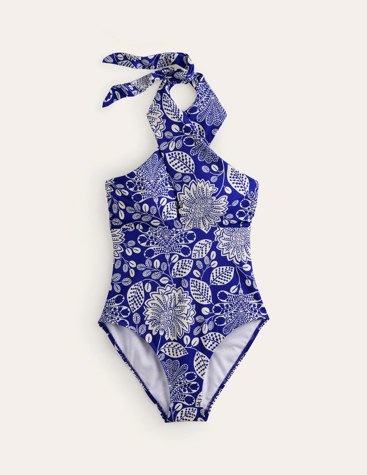 Cross Front Halter Swimsuit-Surf The Web, Gardenia Swirl - Image 5