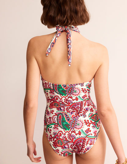 Cross Front Halter Swimsuit-Multi, Fantastical-3