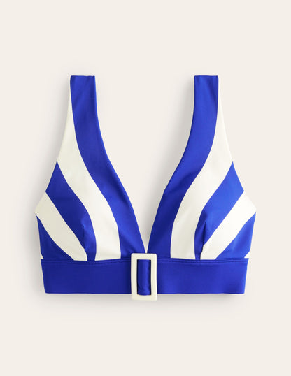Resin Buckle Bikini Top-Blue/ Ivory Stripe-5