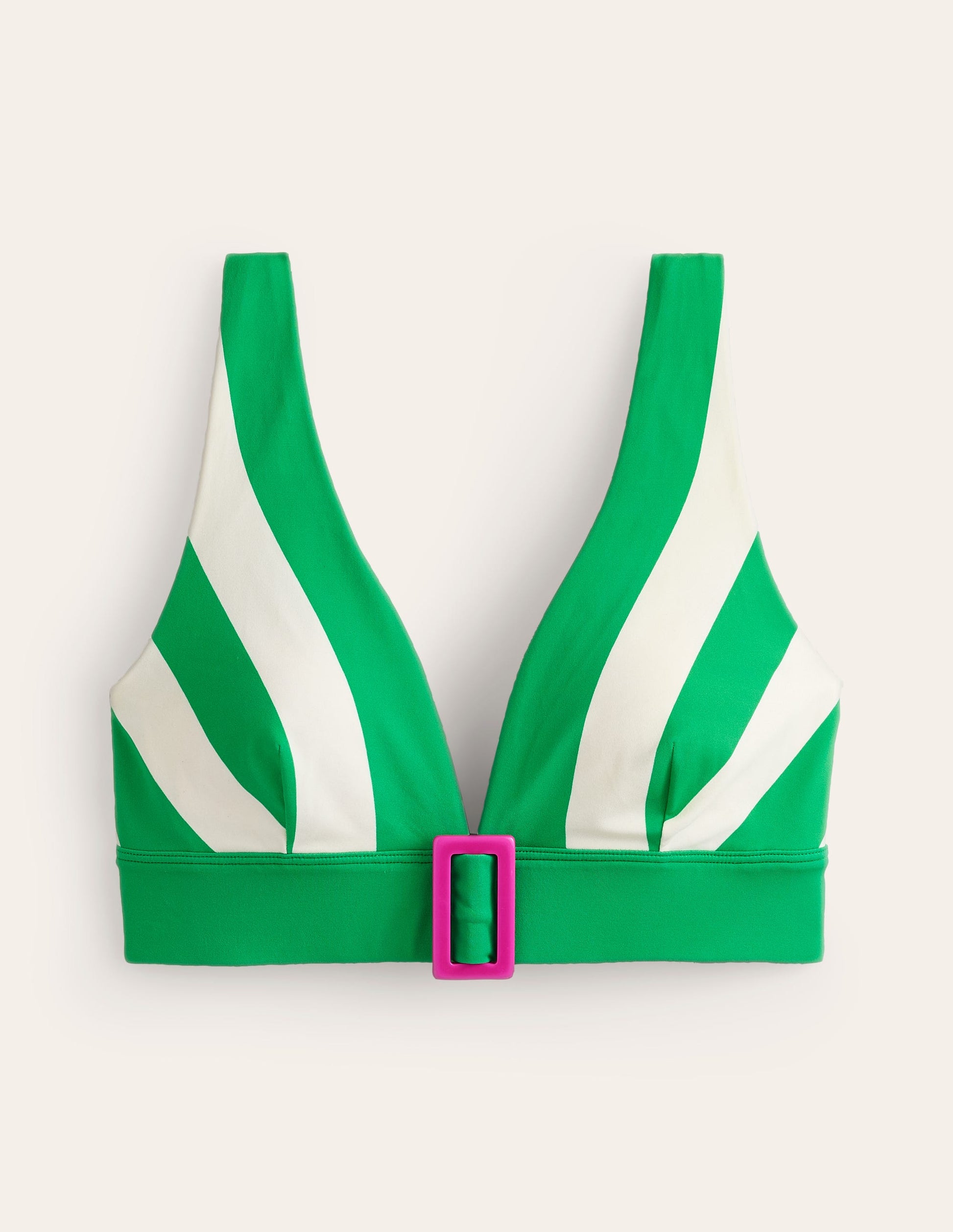 Resin Buckle Bikini Top-Green/ Ivory Stripe-6