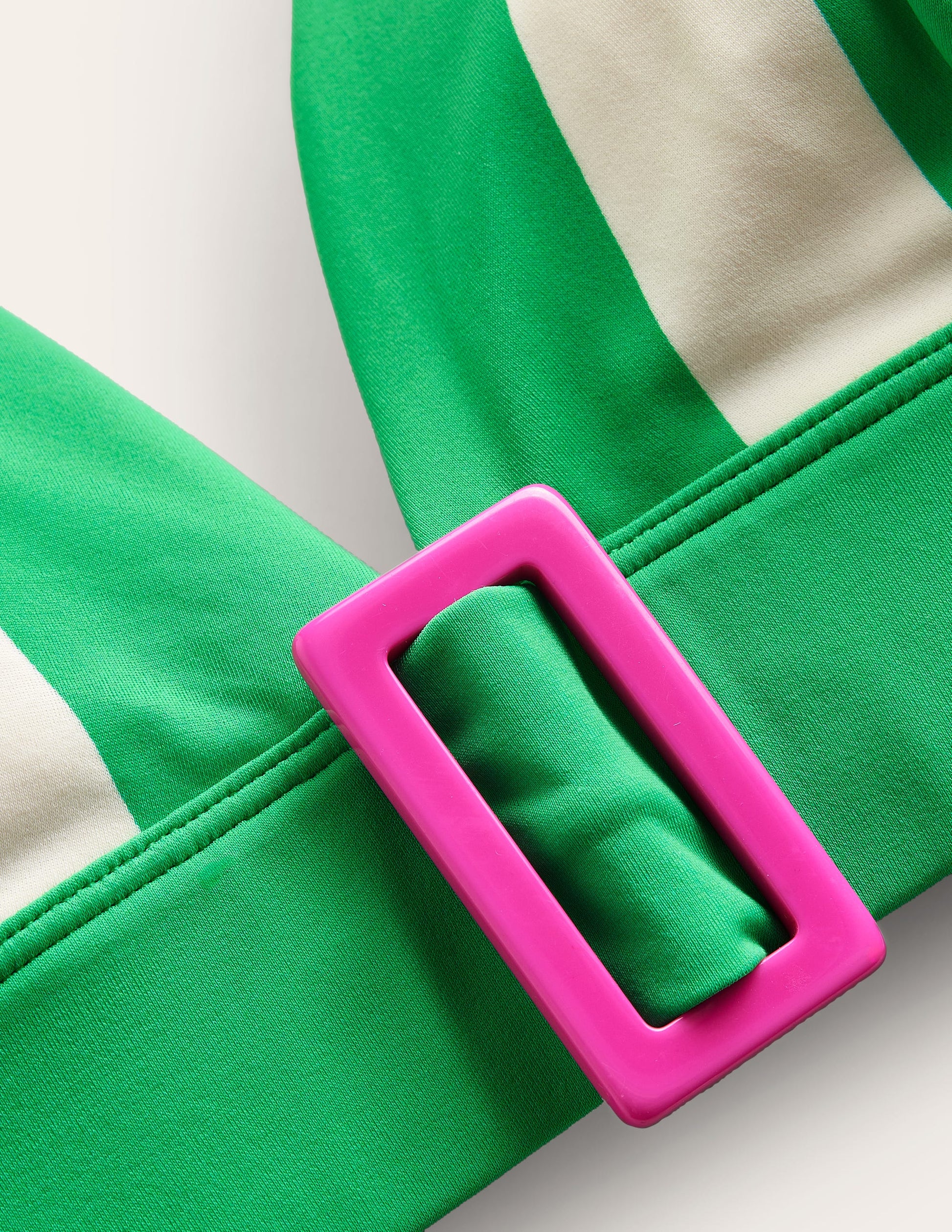 Resin Buckle Bikini Top-Green/ Ivory Stripe-7