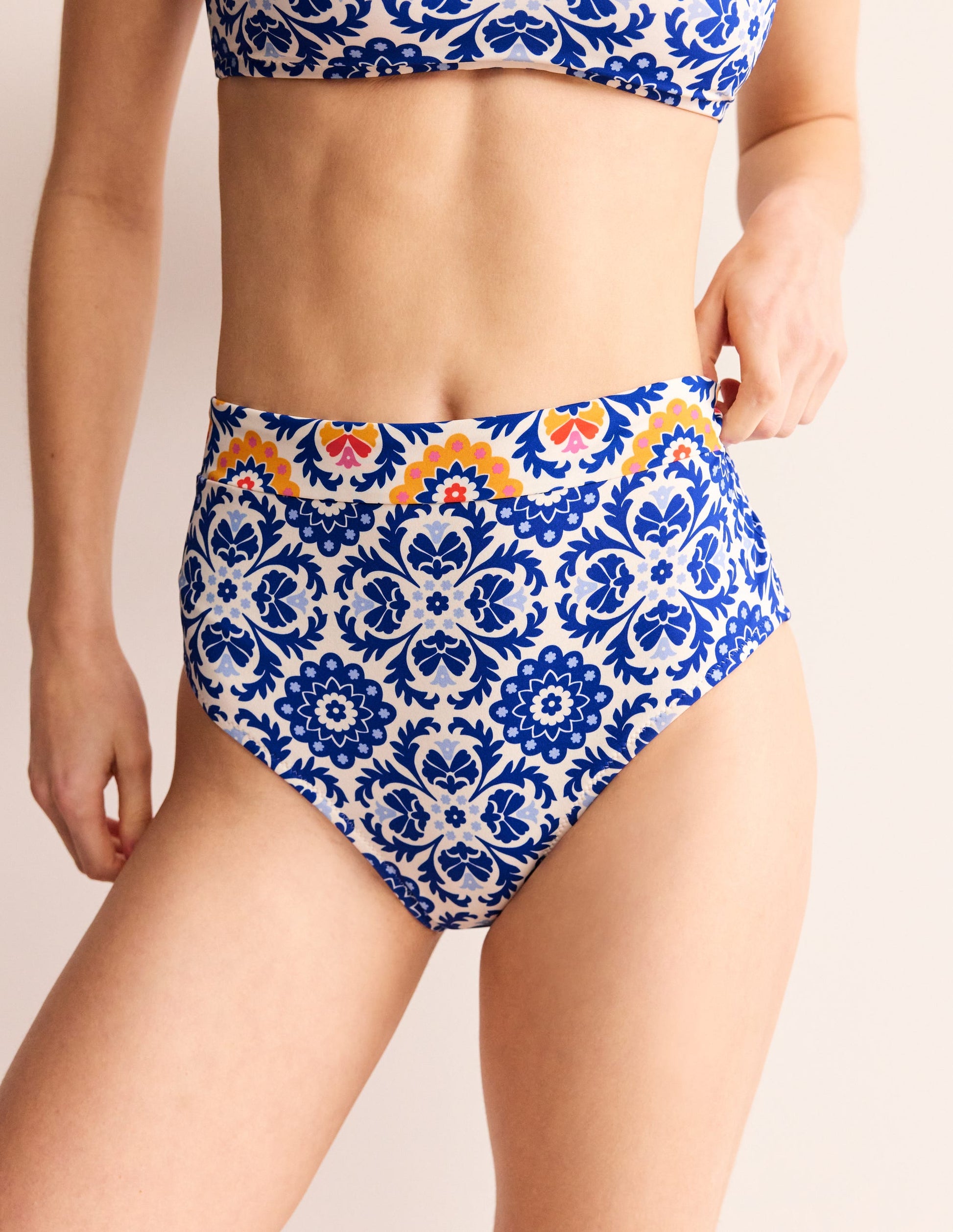 Panel High Waist Bottoms-Surf the Web, Mosaic Bloom-4