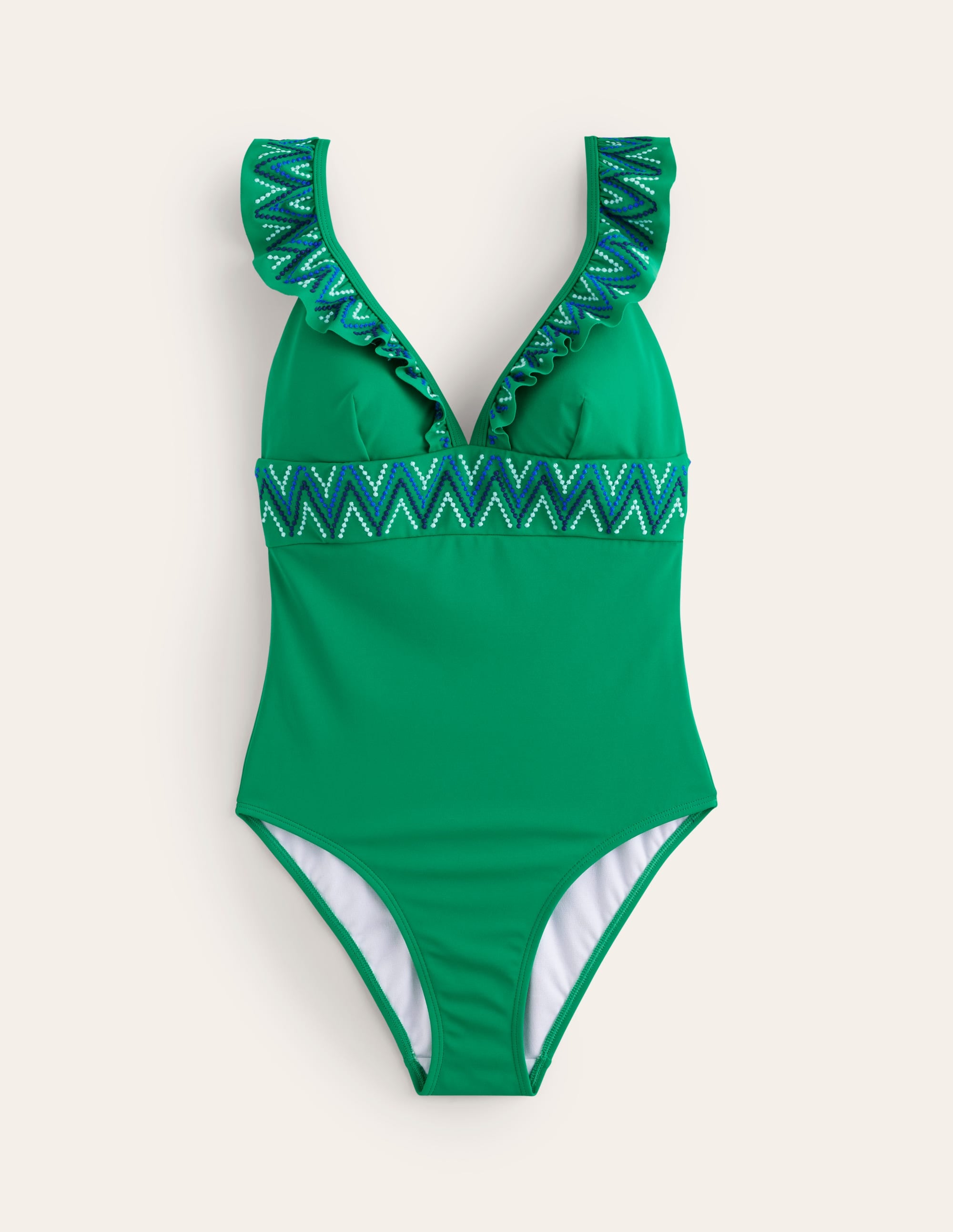 Embroidered Ruffle Swimsuit-Green - Image 5