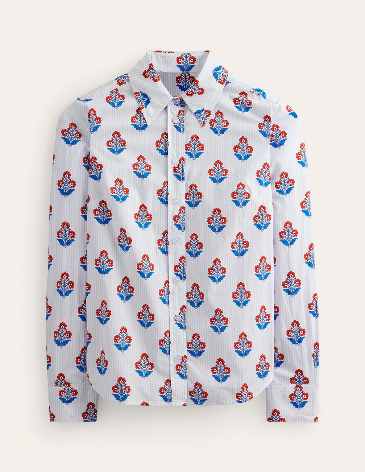 Sienna Cotton Shirt-Mandarin Red, Floret Stem-6
