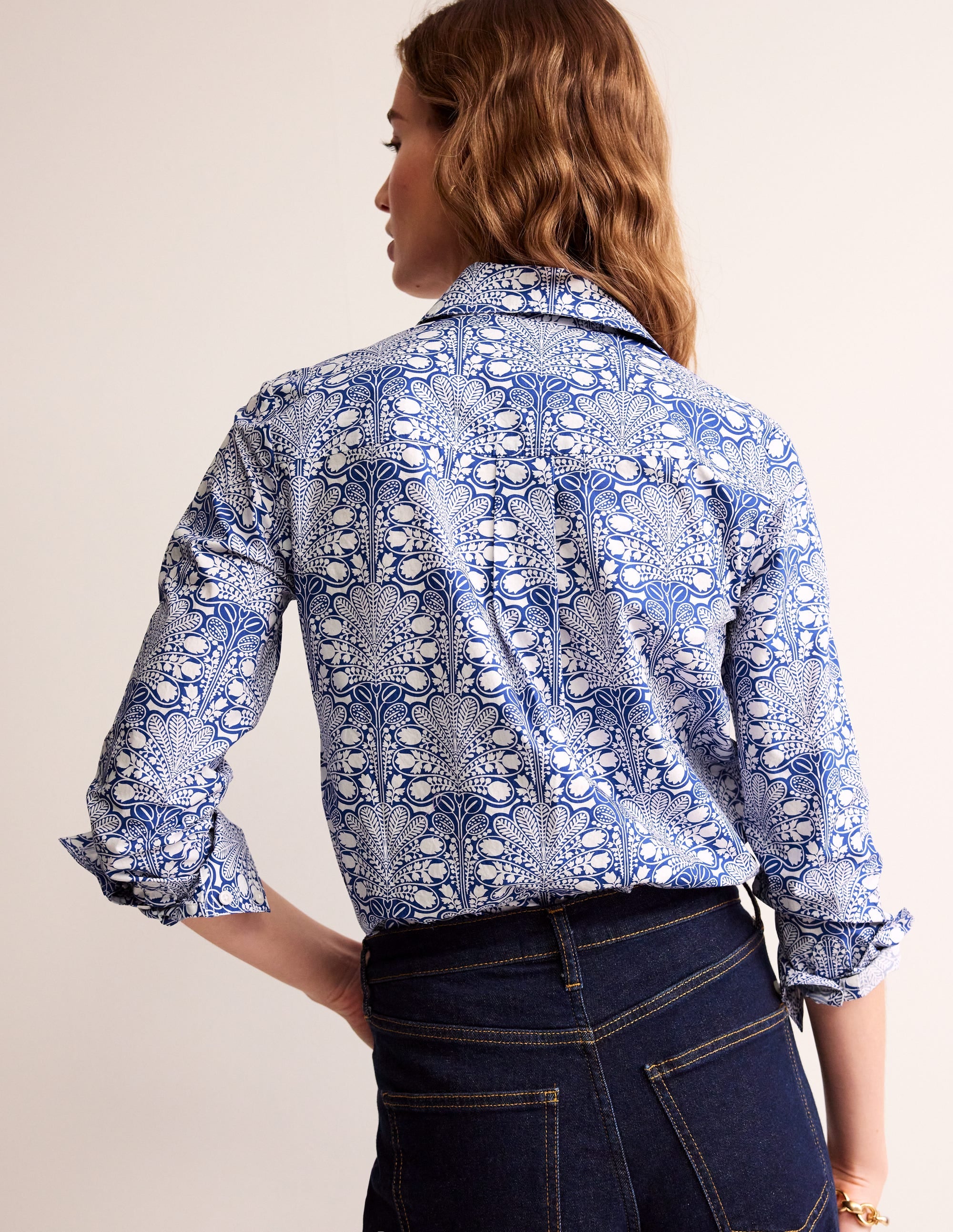 Sienna Cotton Shirt-Surf the Web, Gardenia Swirl - Image 3