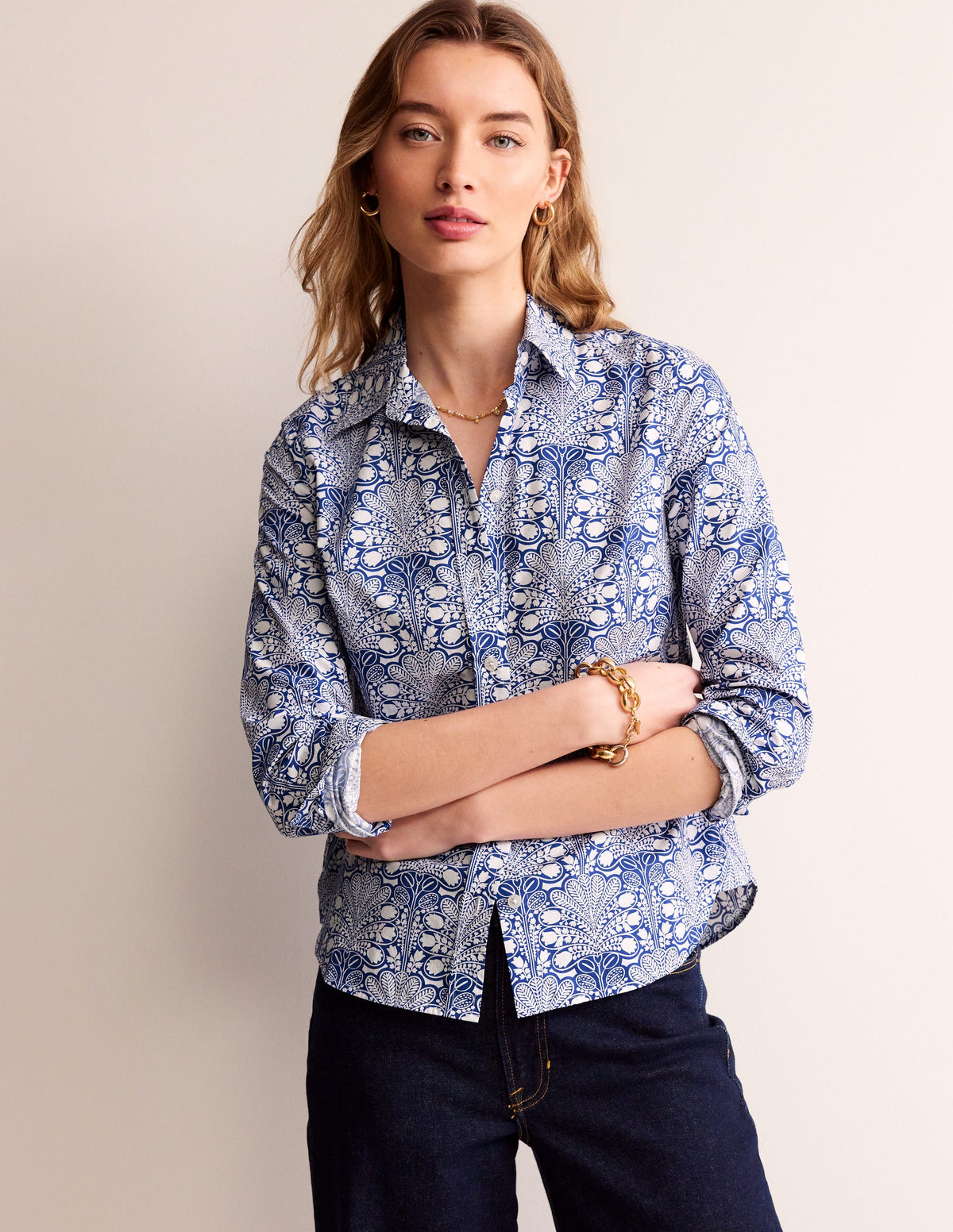 Sienna Cotton Shirt-Surf the Web, Gardenia Swirl - Image 4