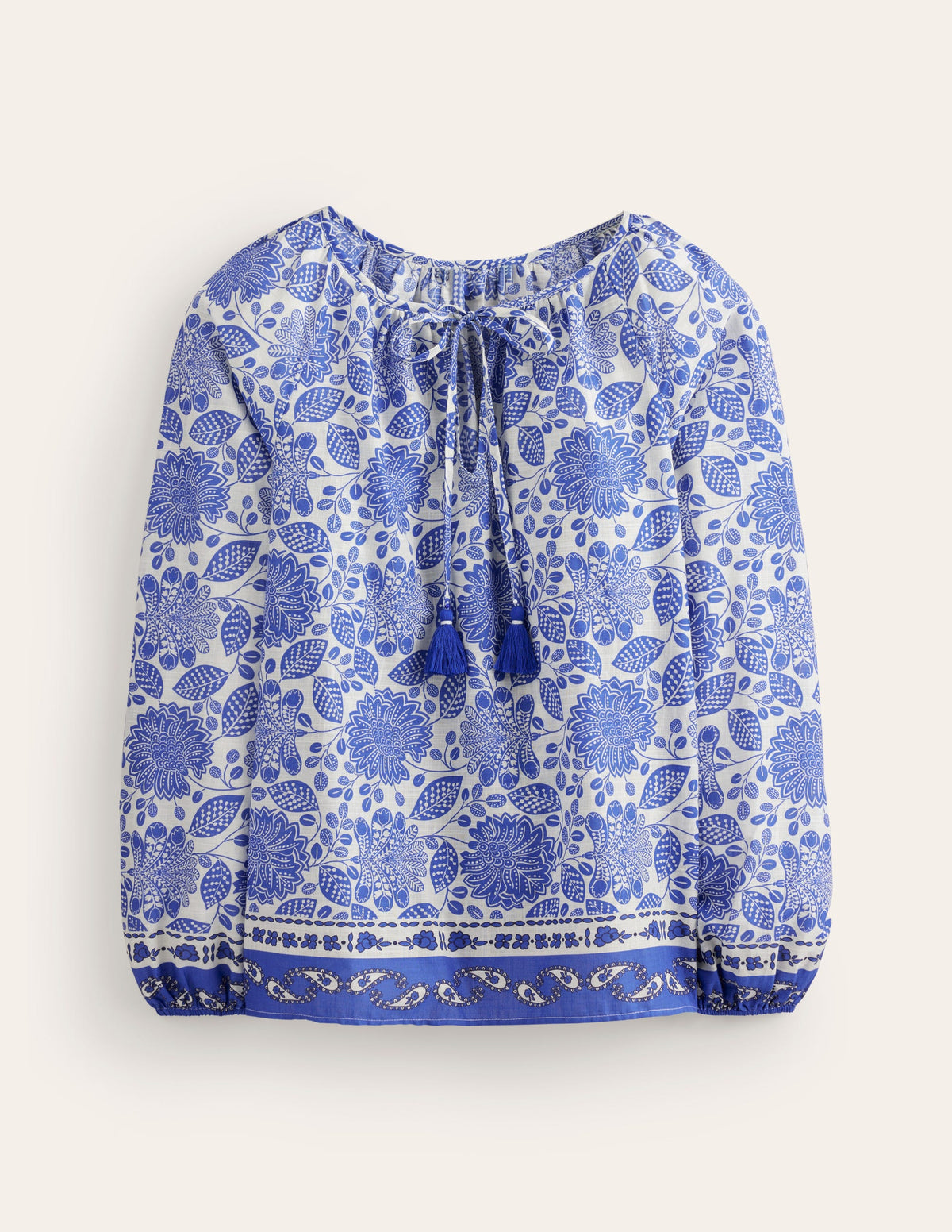 Serena Cotton Blouse-Ivory, Gardenia Swirl-5