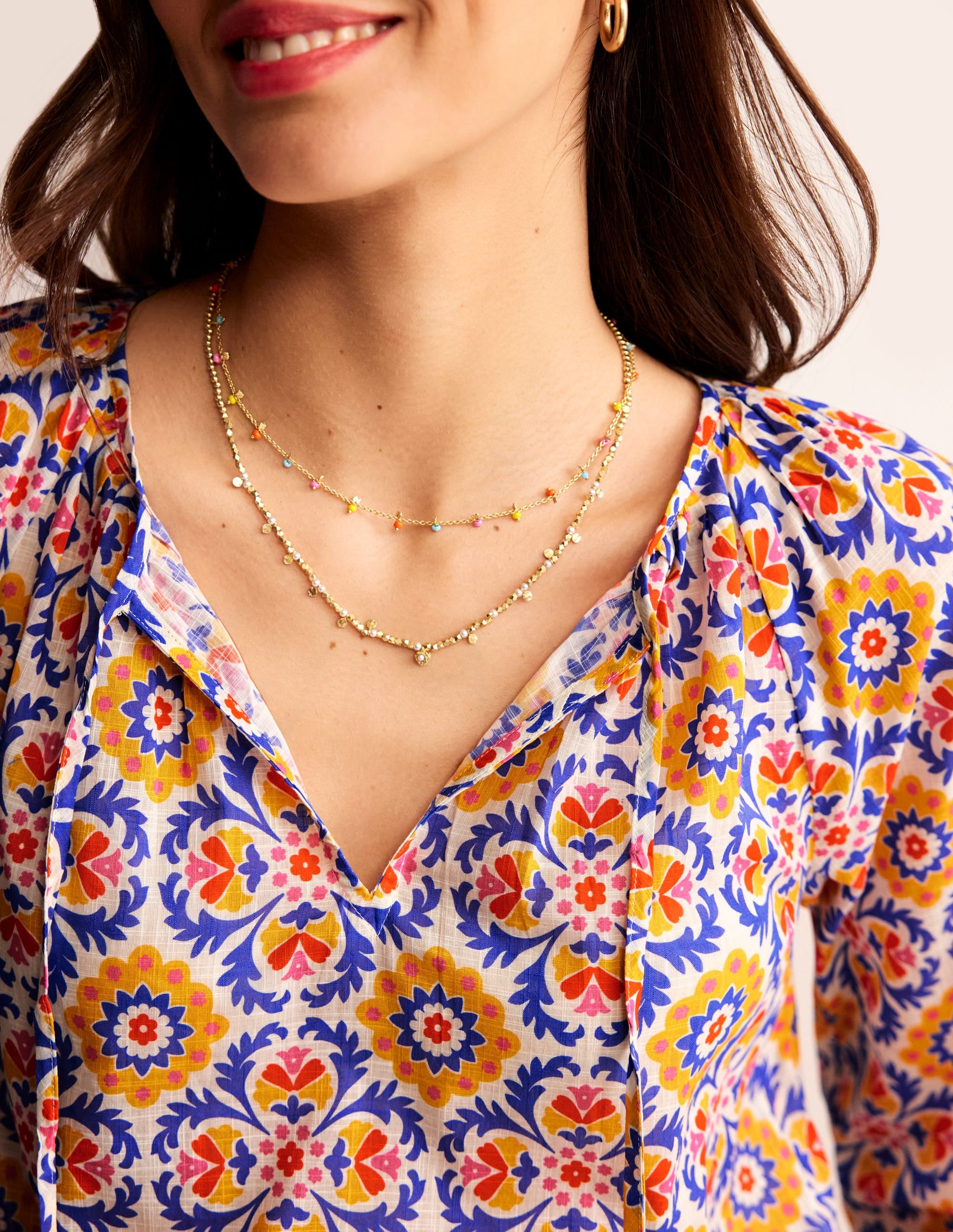 Serena Cotton Blouse-Artisan’s Gold, Mosaic Bloom - Image 2