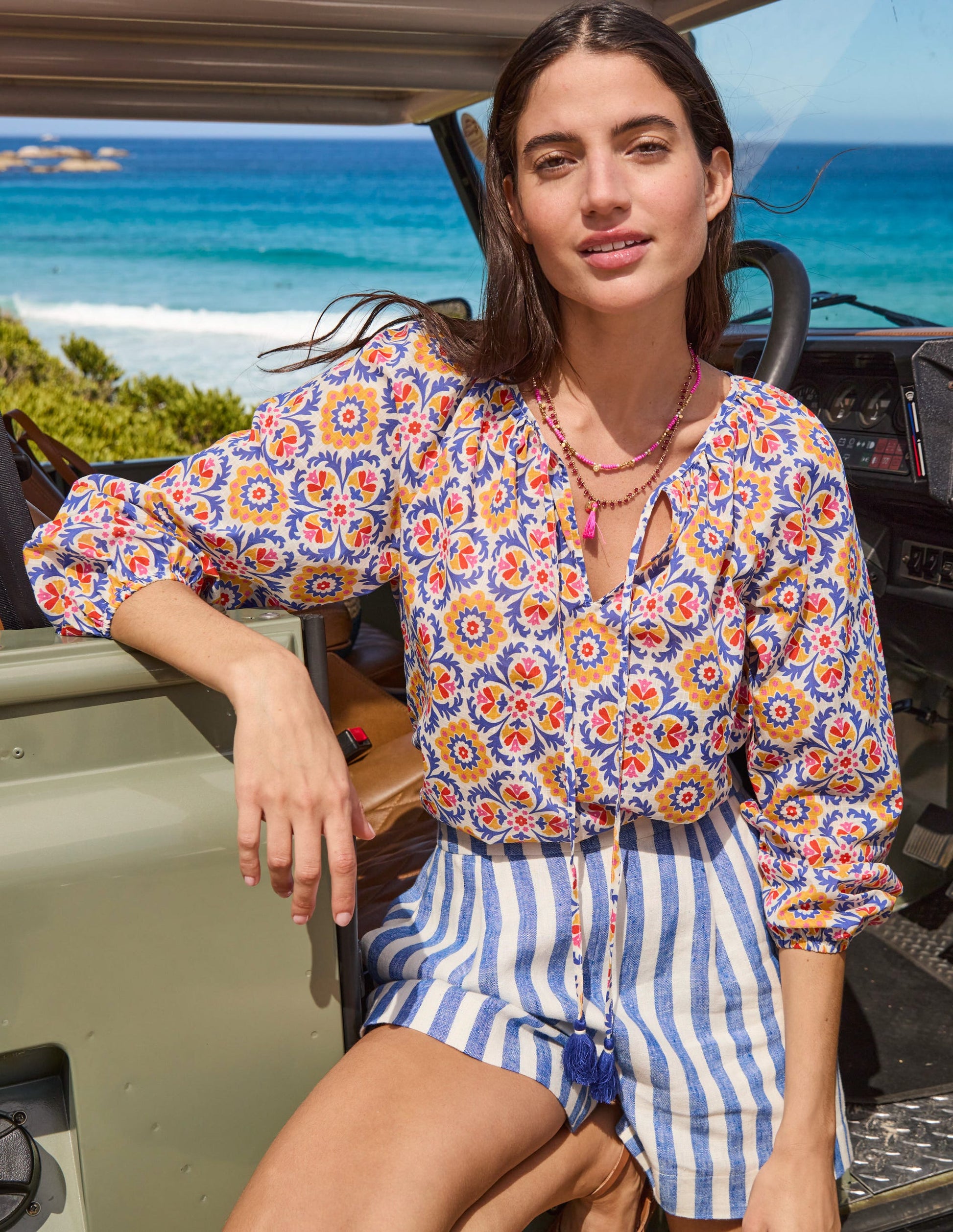 Serena Cotton Blouse-Artisan’s Gold, Mosaic Bloom-7