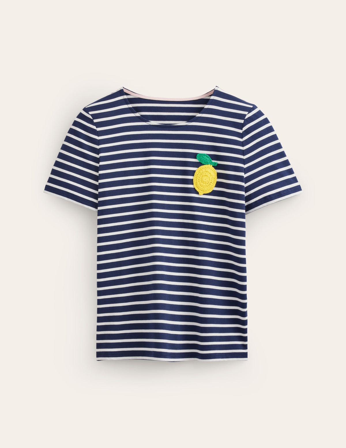 Crochet T-shirt-Navy, Ivory Lemons - Image 5