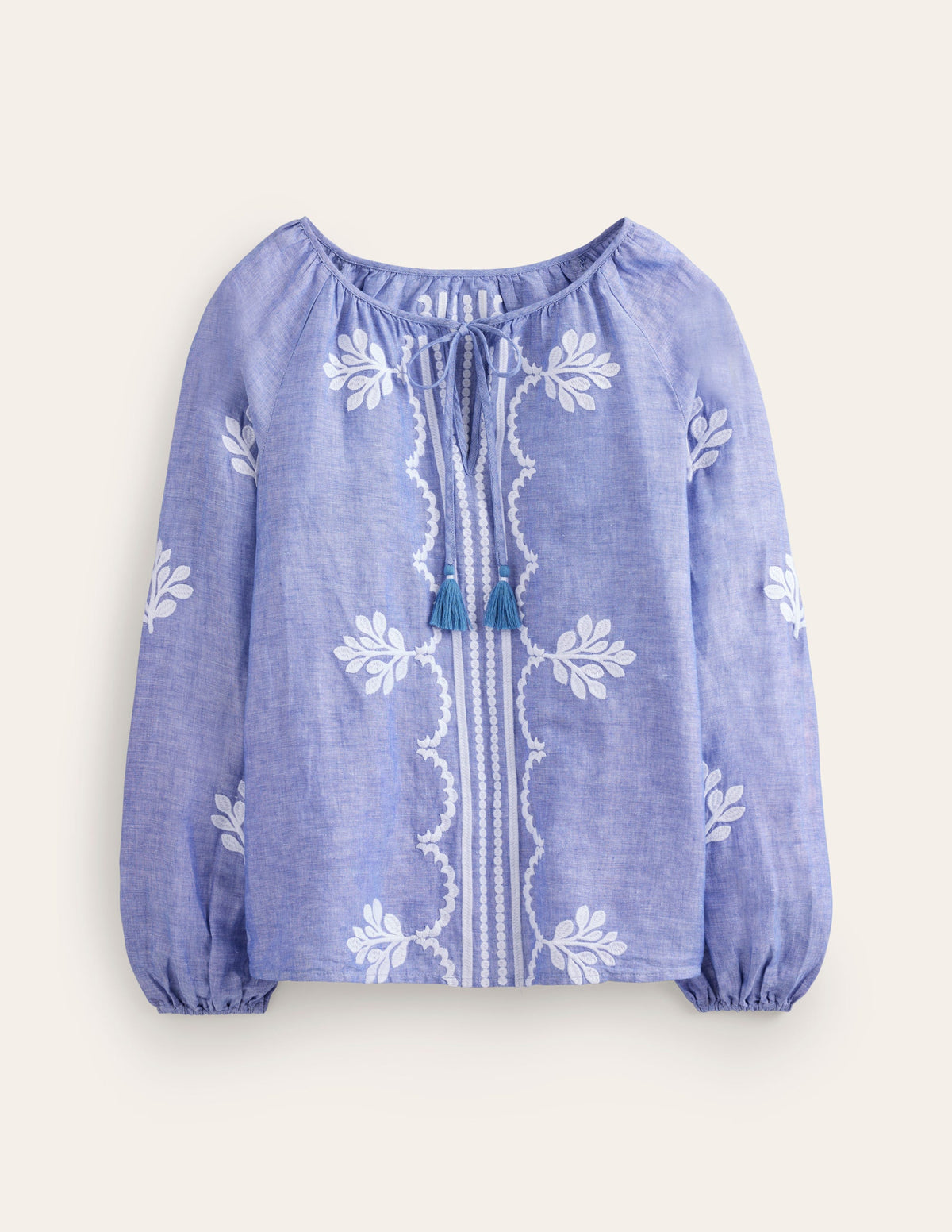 Serena Embroidered Blouse-Chambray - Image 5