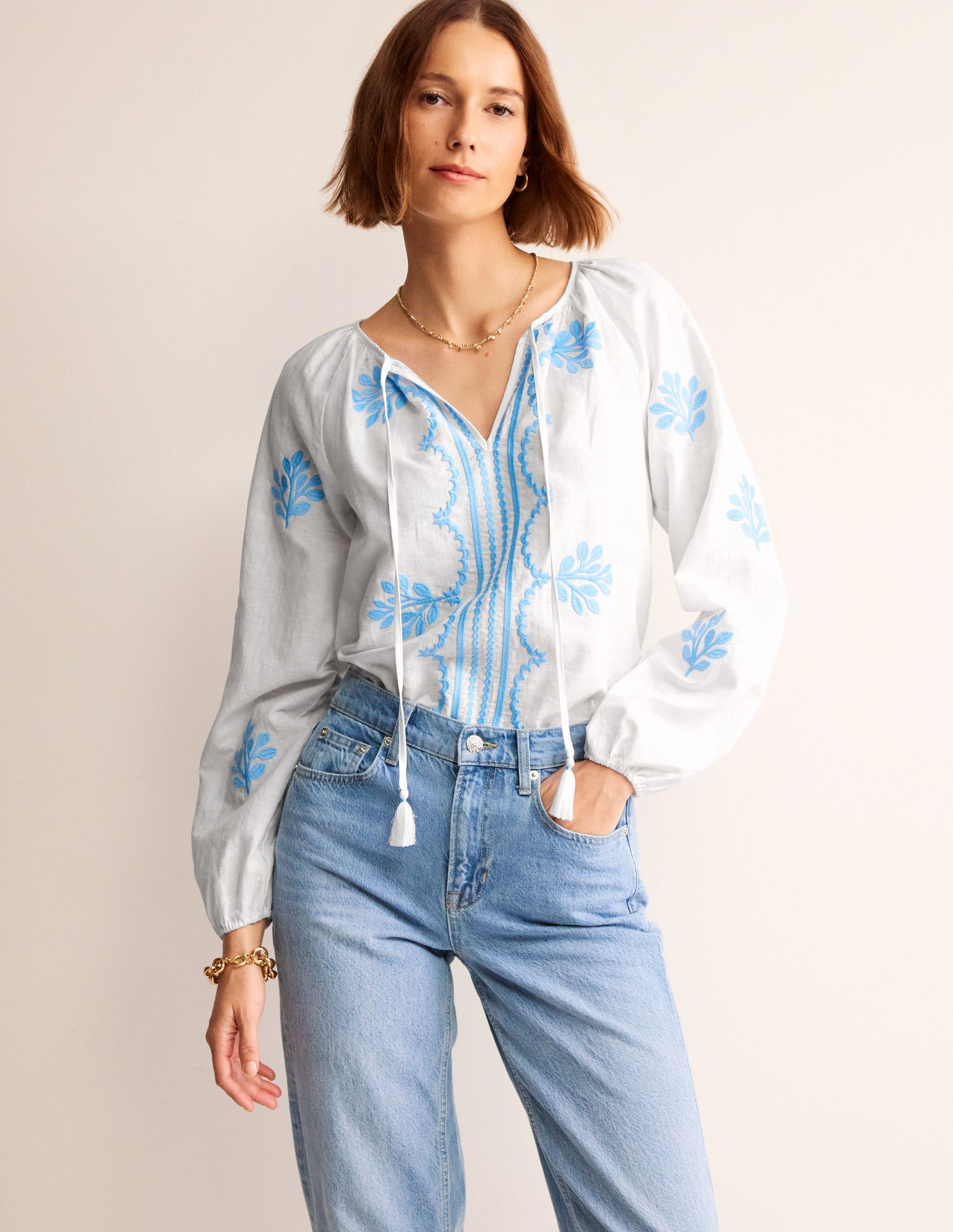 Serena Embroidered Blouse-White-1