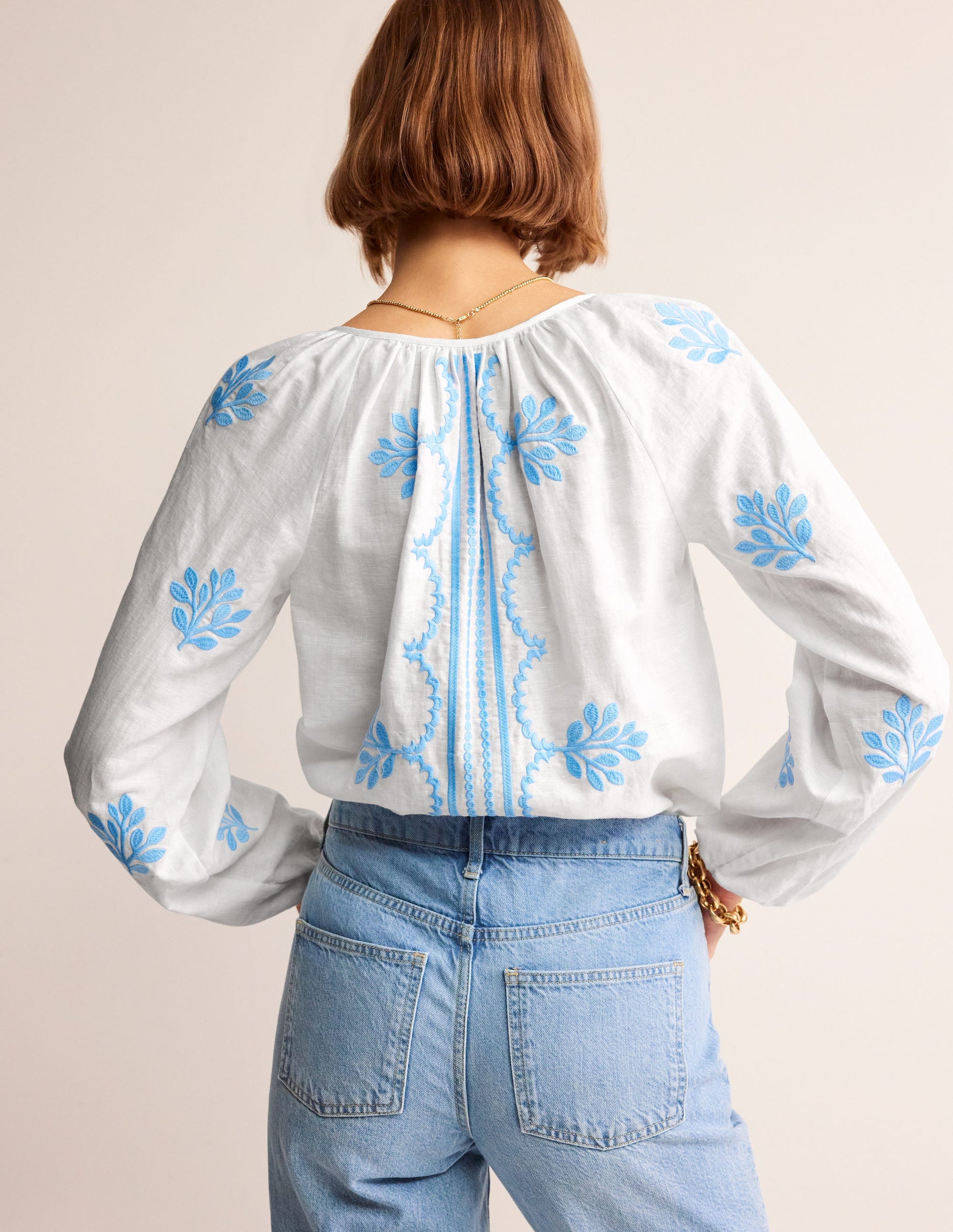 Serena Embroidered Blouse-White-3