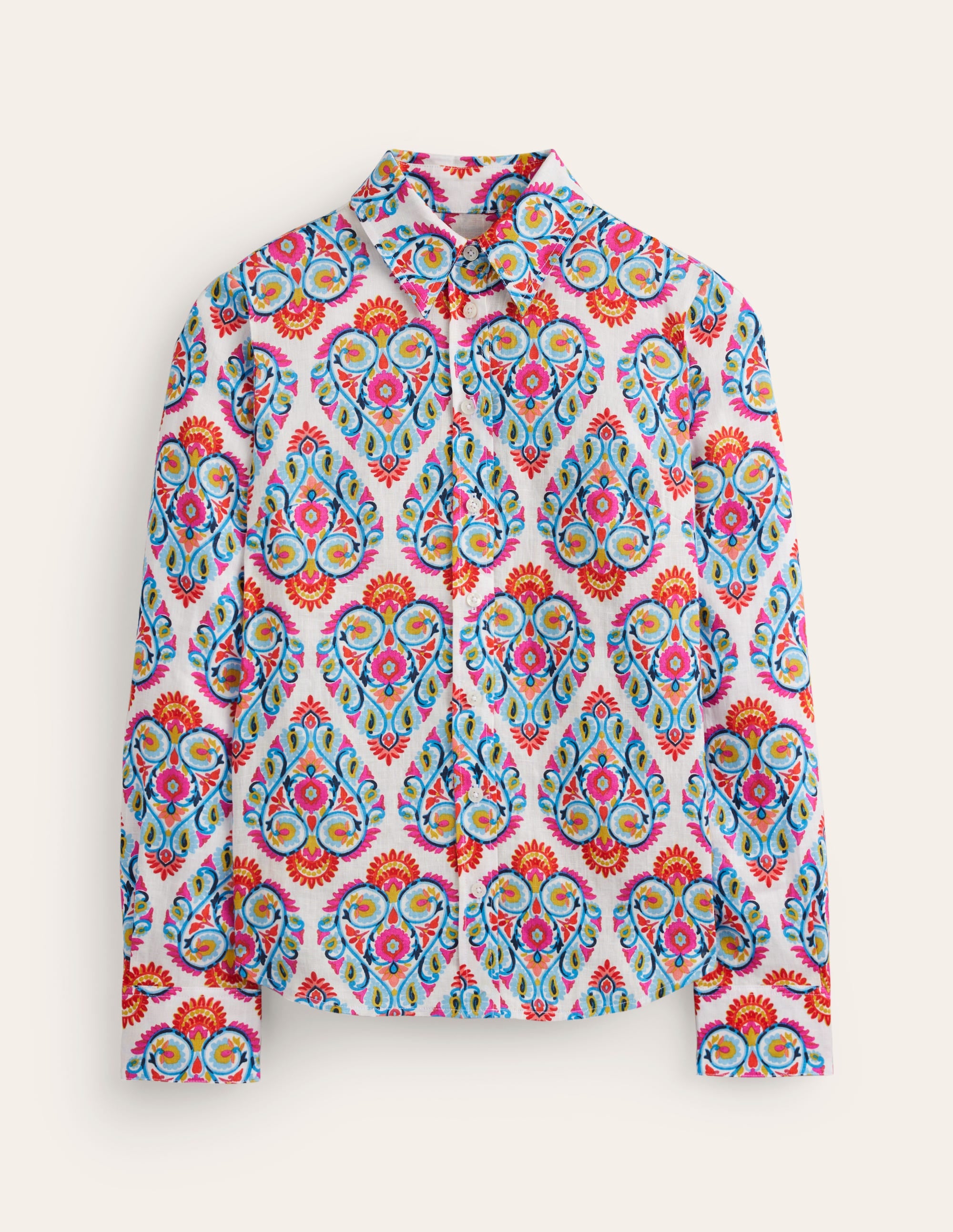 Sienna Linen Shirt-Multi, Flora Stamp - Image 5