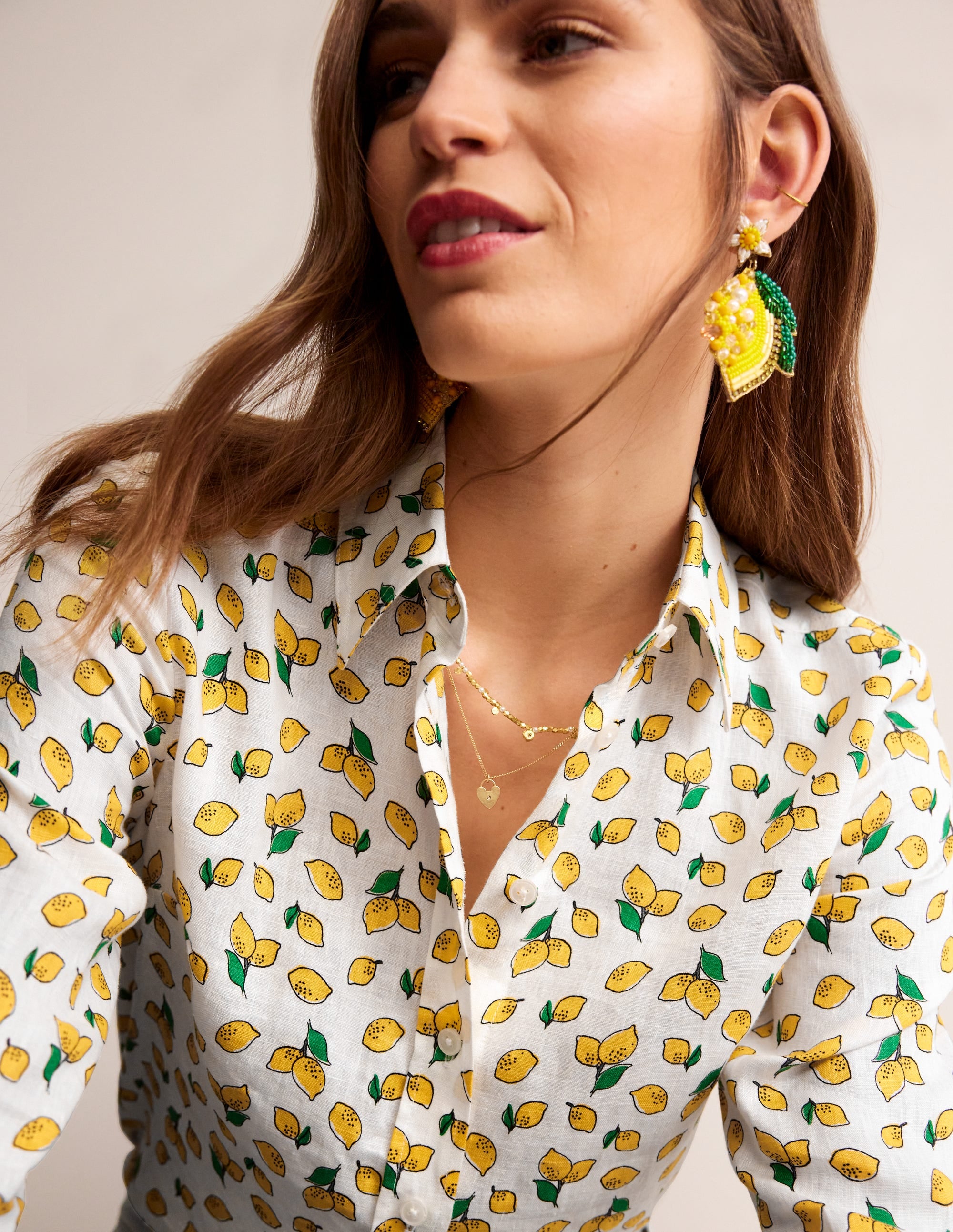 Sienna Linen Shirt-Ivory, Amalfi Lemons - Image 2