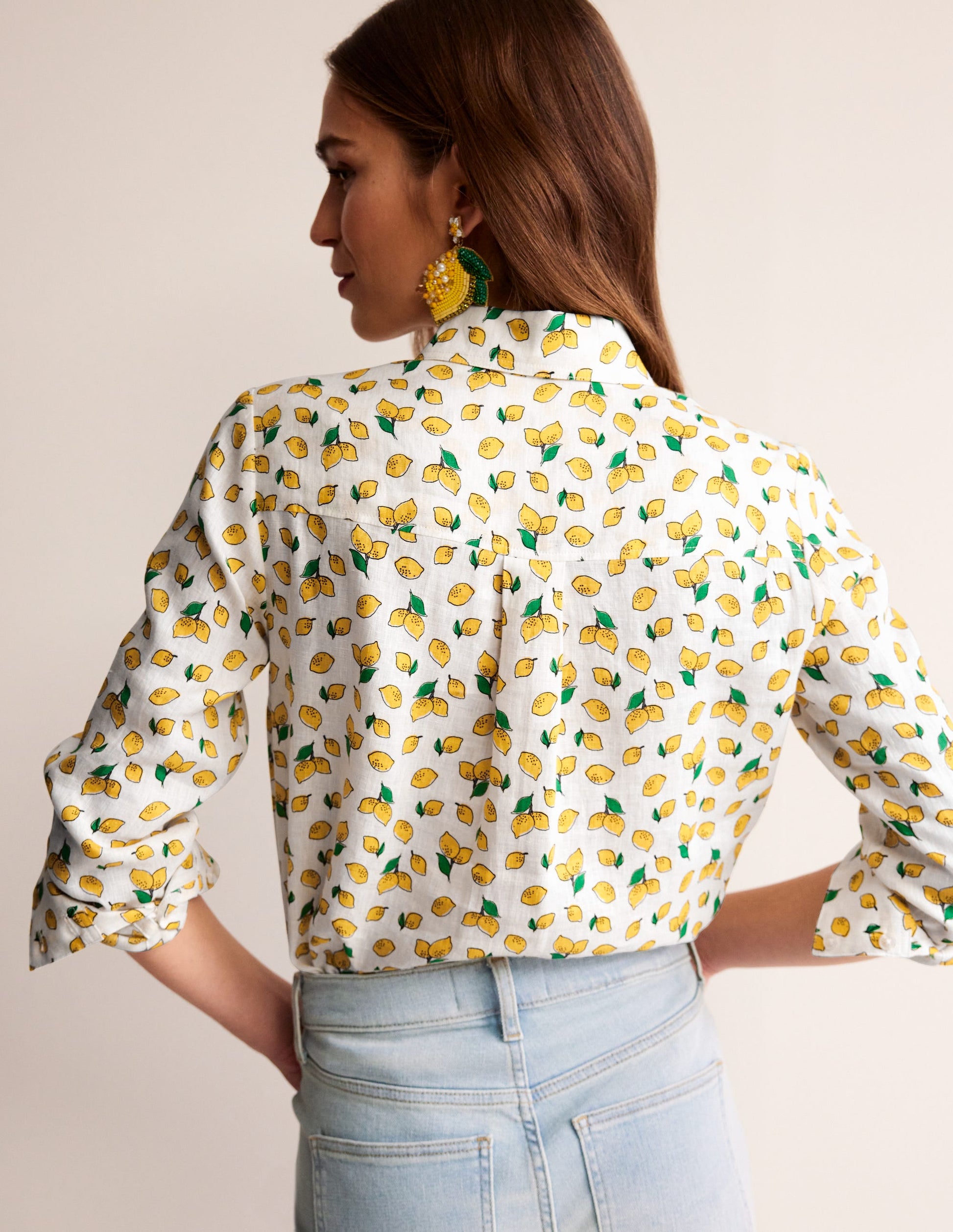 Sienna Linen Shirt-Ivory, Amalfi Lemons-3