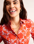 Sienna Linen Shirt-Firecracker, Gardenia Swirl