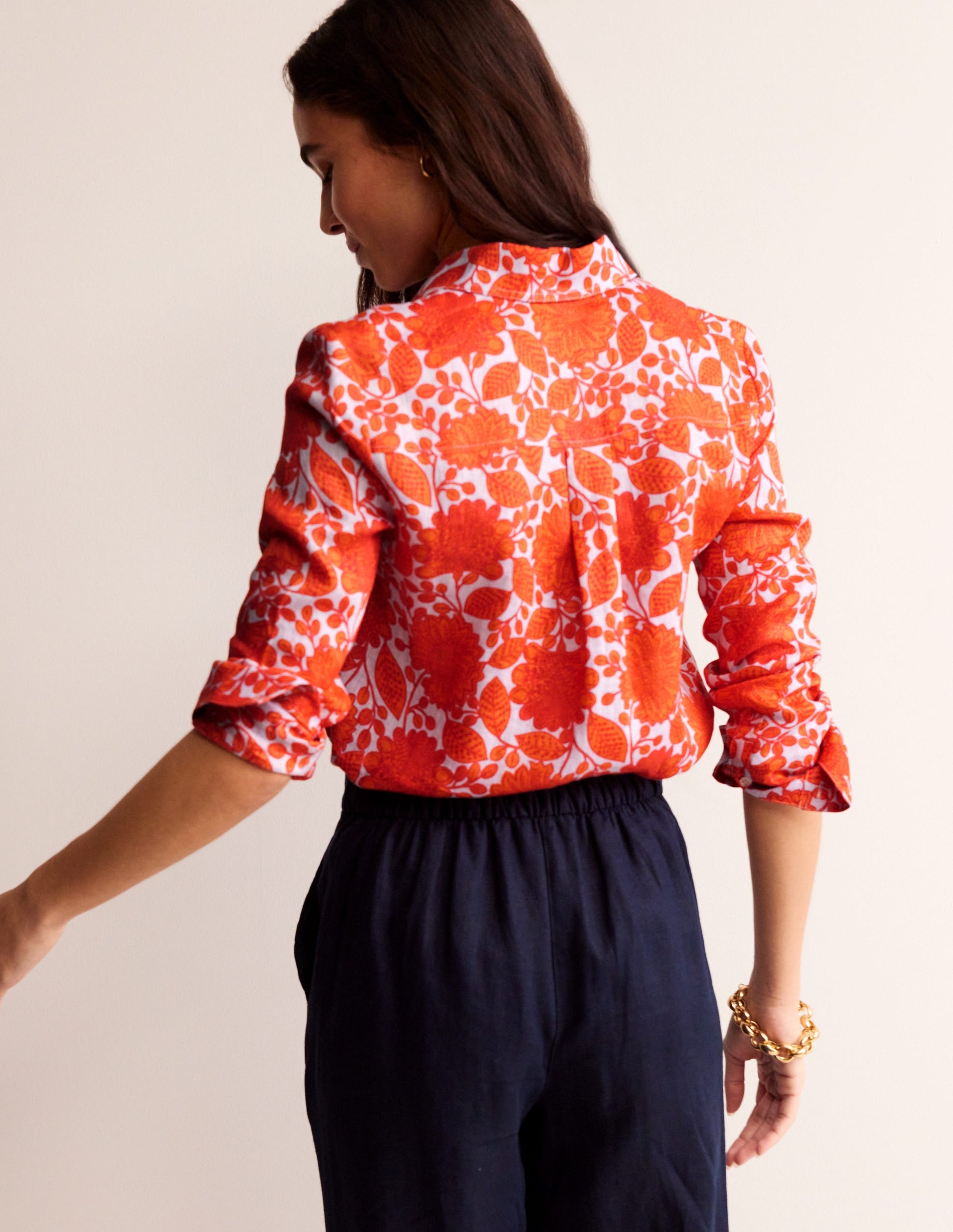 Sienna Linen Shirt-Firecracker, Gardenia Swirl-3