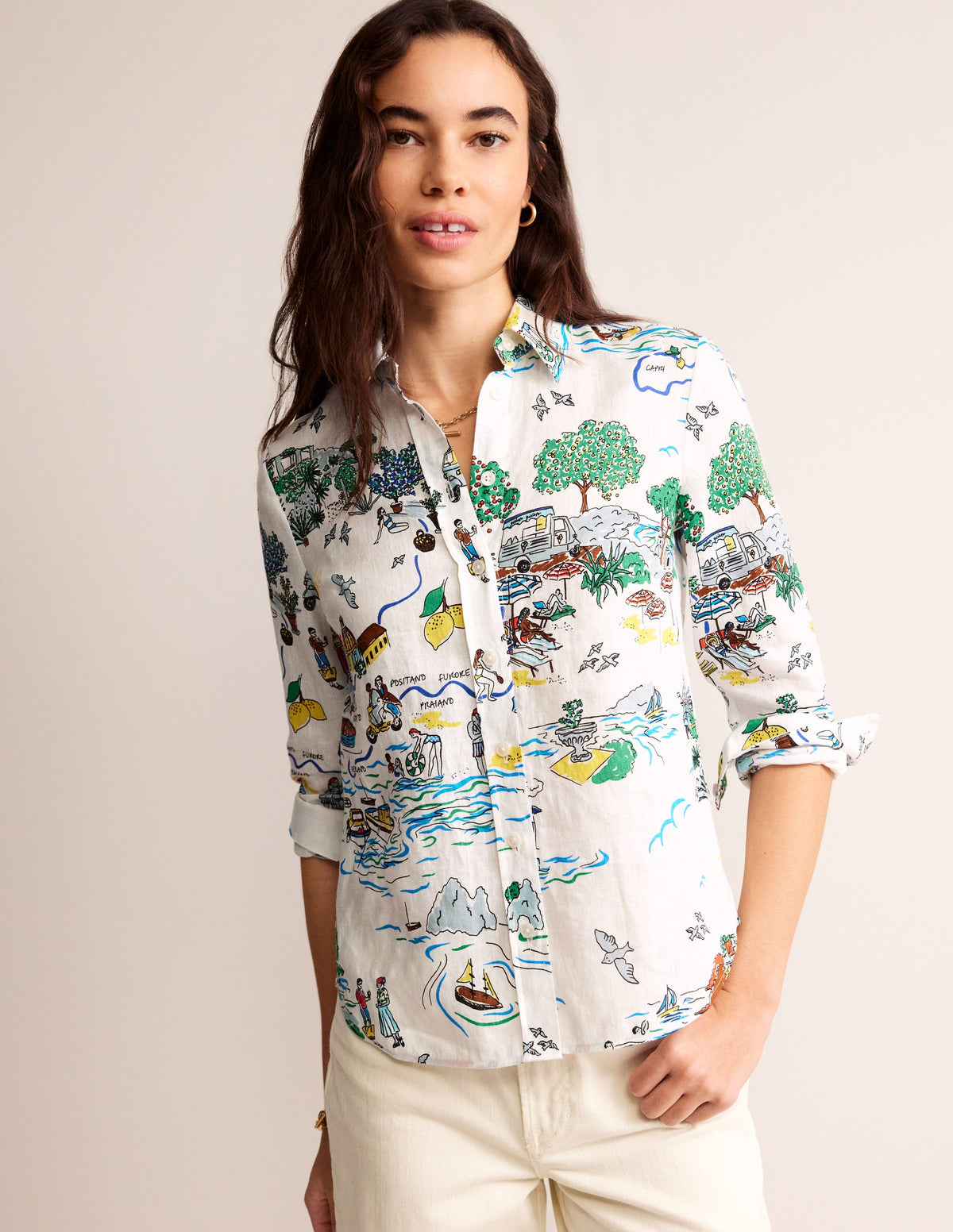 Sienna Linen Shirt-Ivory, Amalfi - Image 1