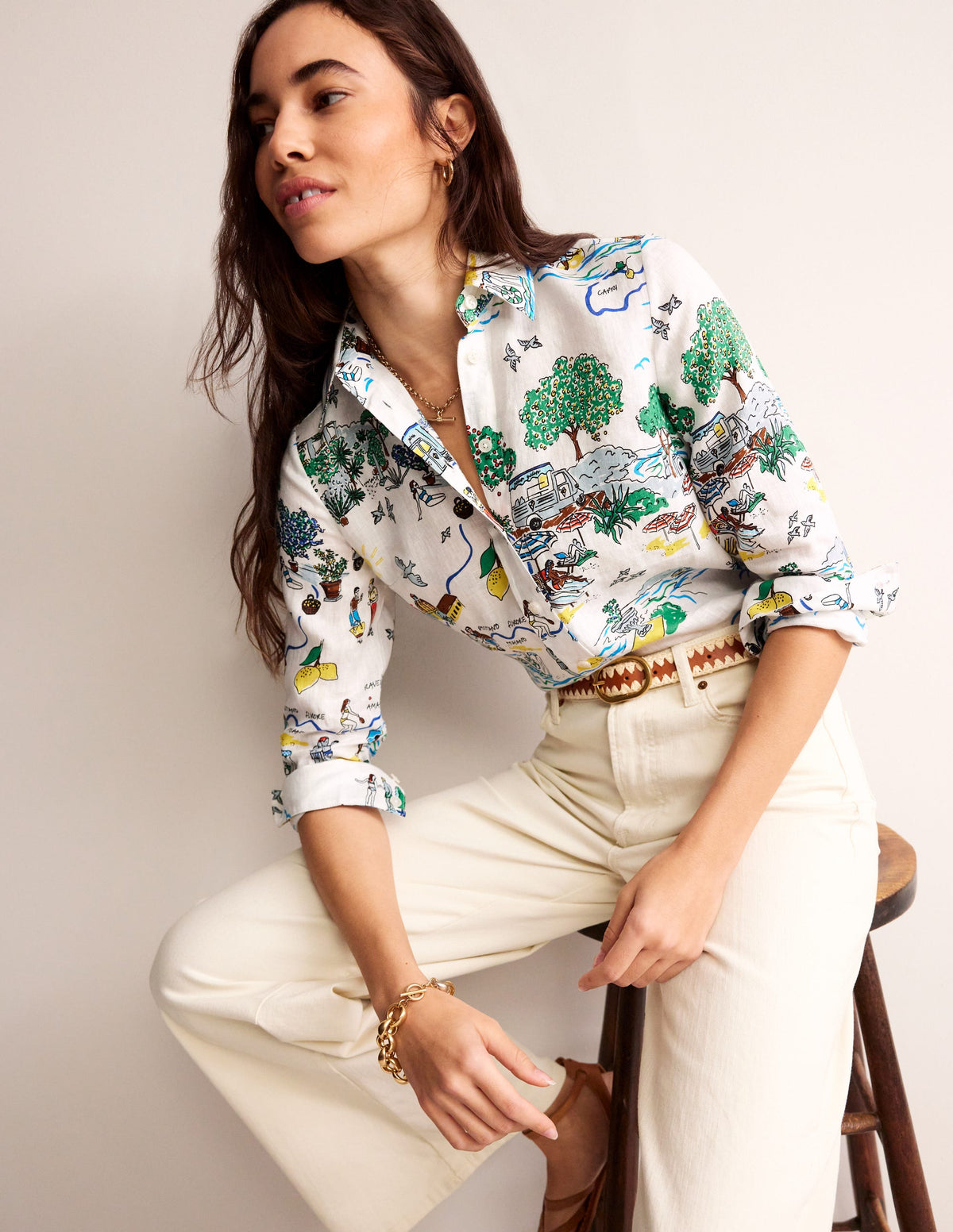 Sienna Linen Shirt-Ivory, Amalfi - Image 4