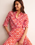 Sienna Linen Shirt-Flame Scarlett, Maze