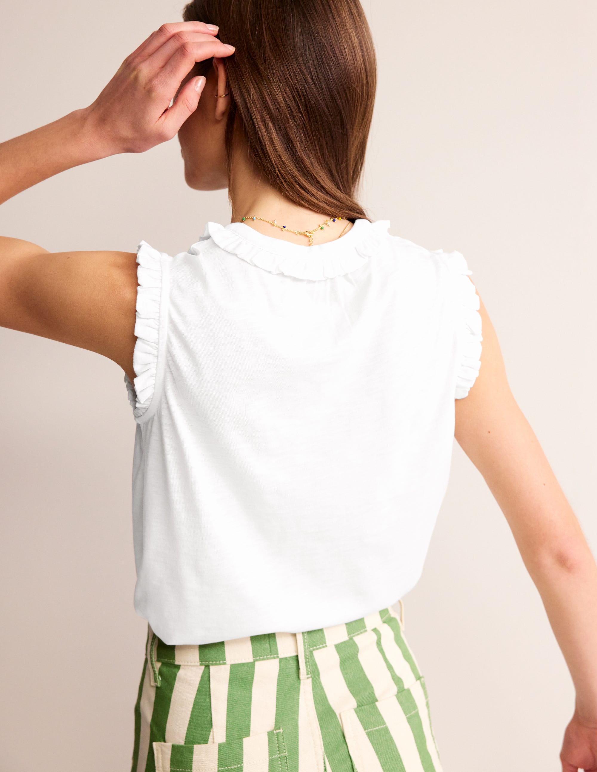 Olive Sleeveless Shirt-White - Image 3